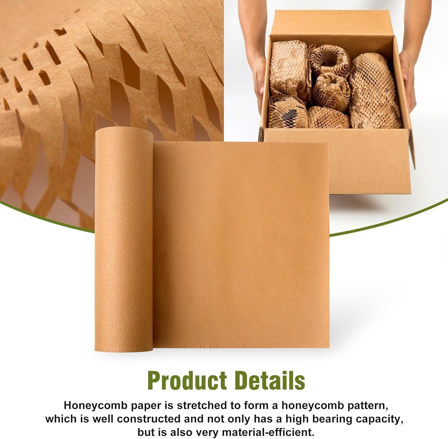 Honeycomb Packing Paper 15" Width X 200 FT for Moving Glass Dishes Recyclable Wrapping Paper Bubble Wrap Packing Material for Shipping Fragile Items Shipping Filler with 20 Fragile Stickers