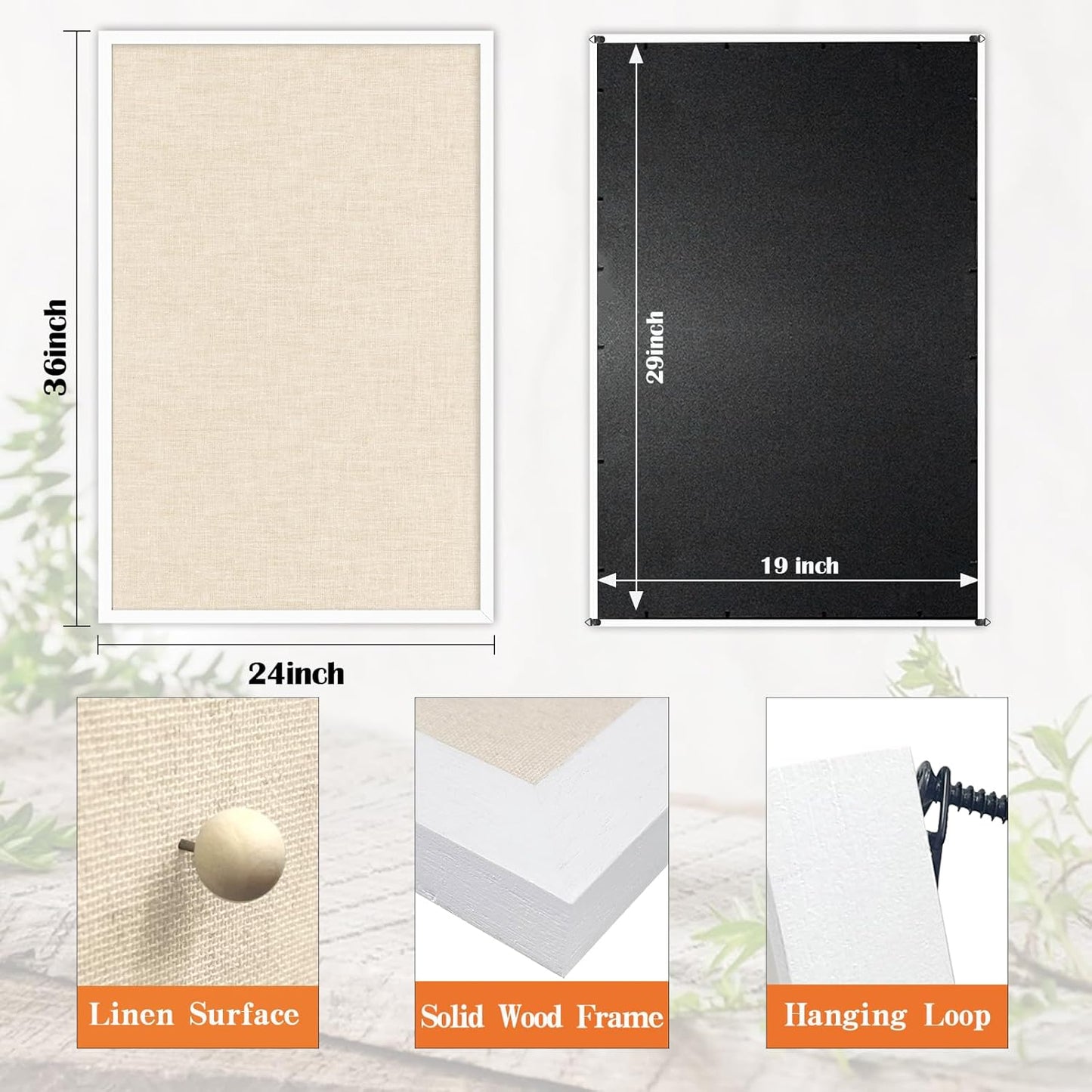 Miratino Large Bulletin Board, 36 /inchesx 24/inches White Cork Boards for Walls with Frame, Pin Display Board Vision Board for Home School Office Decor