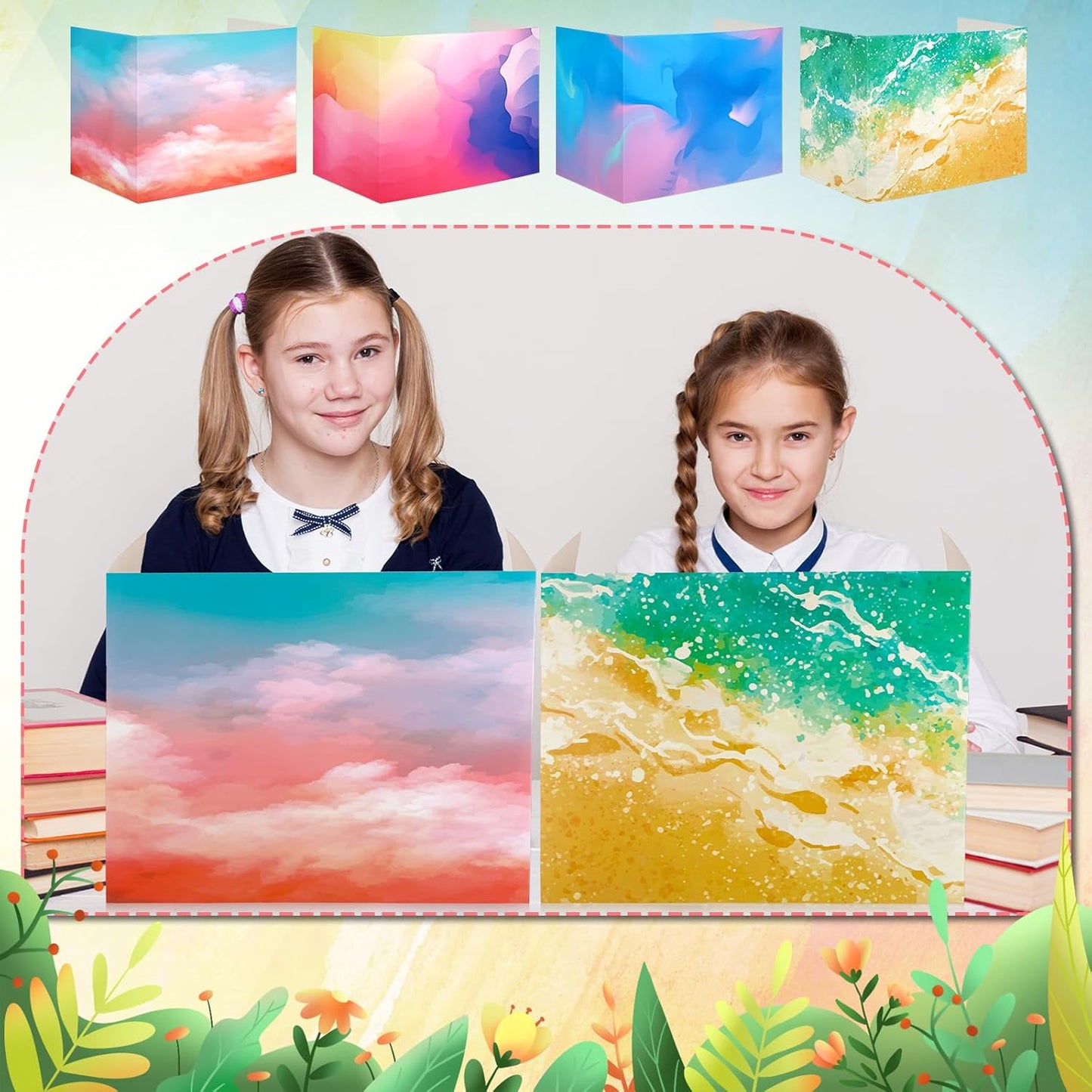 Crtiin 24 Pcs Privacy Folders for Students Desk Dividers Standard School Privacy Cardboard Board Testing Dividers Shield for Classroom Teacher Supplies Keep Eyes from roving(Gradient)