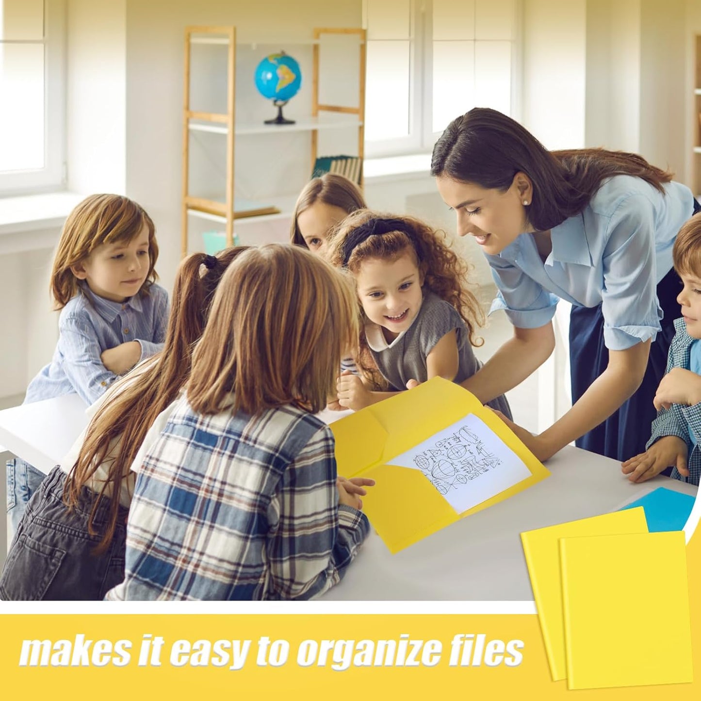Gueevin 400 Pcs Two Pocket Folders Bulk Plastic File Folder with 2 Pockets Letter Size Paper Heavy Duty Durable Portfolios Case for Home Office School Business 11.61 x 9.45 Inch (Yellow)