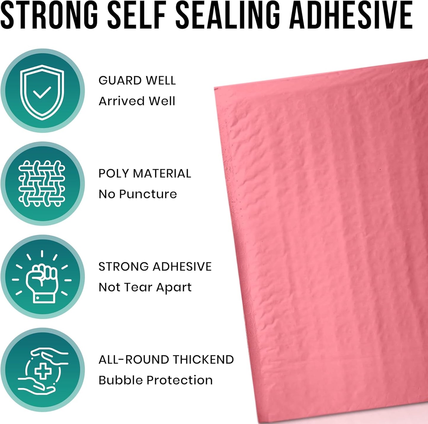 Levex - #0 6" x 10" [5 Pack] Pink Poly Bubble Mailers, Padded Envelope Mailers, Packing Envelope & Mailing Bags for Shipping