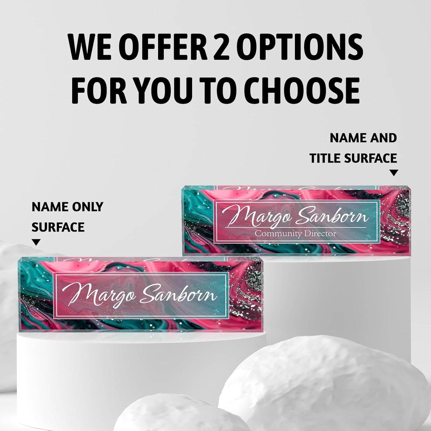 Personalized Name Plate for Desk, Custom Desk Name Plate, Acrylic Name Plate Office Desk Accessories, Personalized Office Gifts for Coworkers Teachers, Employee Appreciation Gifts (C-Teal Spark)