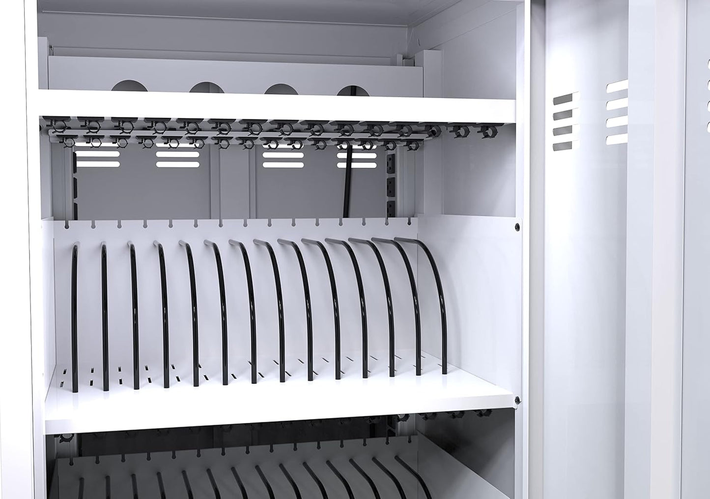 Laptop Charging Cart, White, Durable, 32 Devices, Fast Charging, Security Storage, Easy Use, Anti-Rust