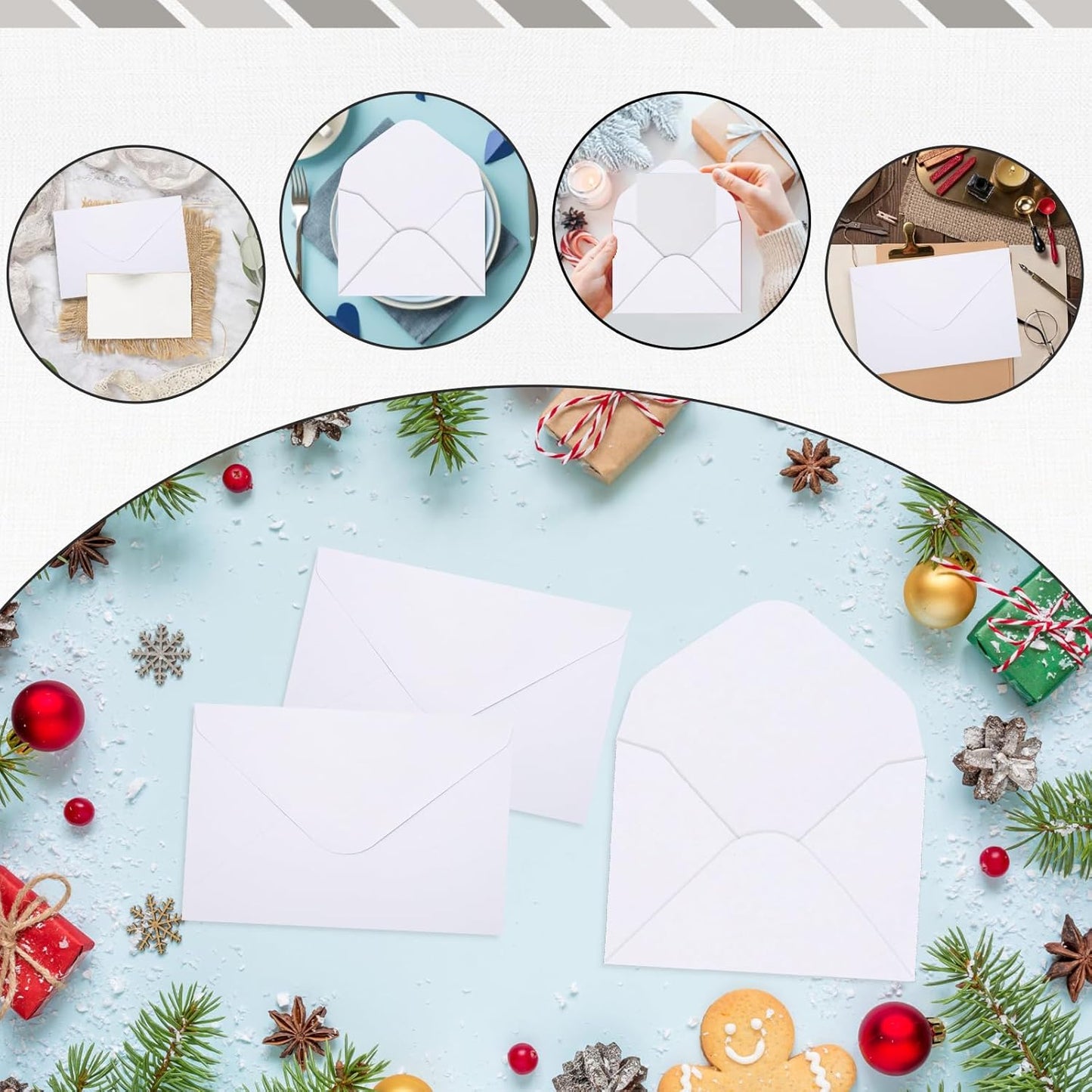 180 Packs Gift Card Mini Envelopes Small Envelope with Gummed Seal, Paper Business Card Envelopes, Bulk Tiny Envelope Pockets for Small Note Cards, 4 x 2.7 Inches (White)