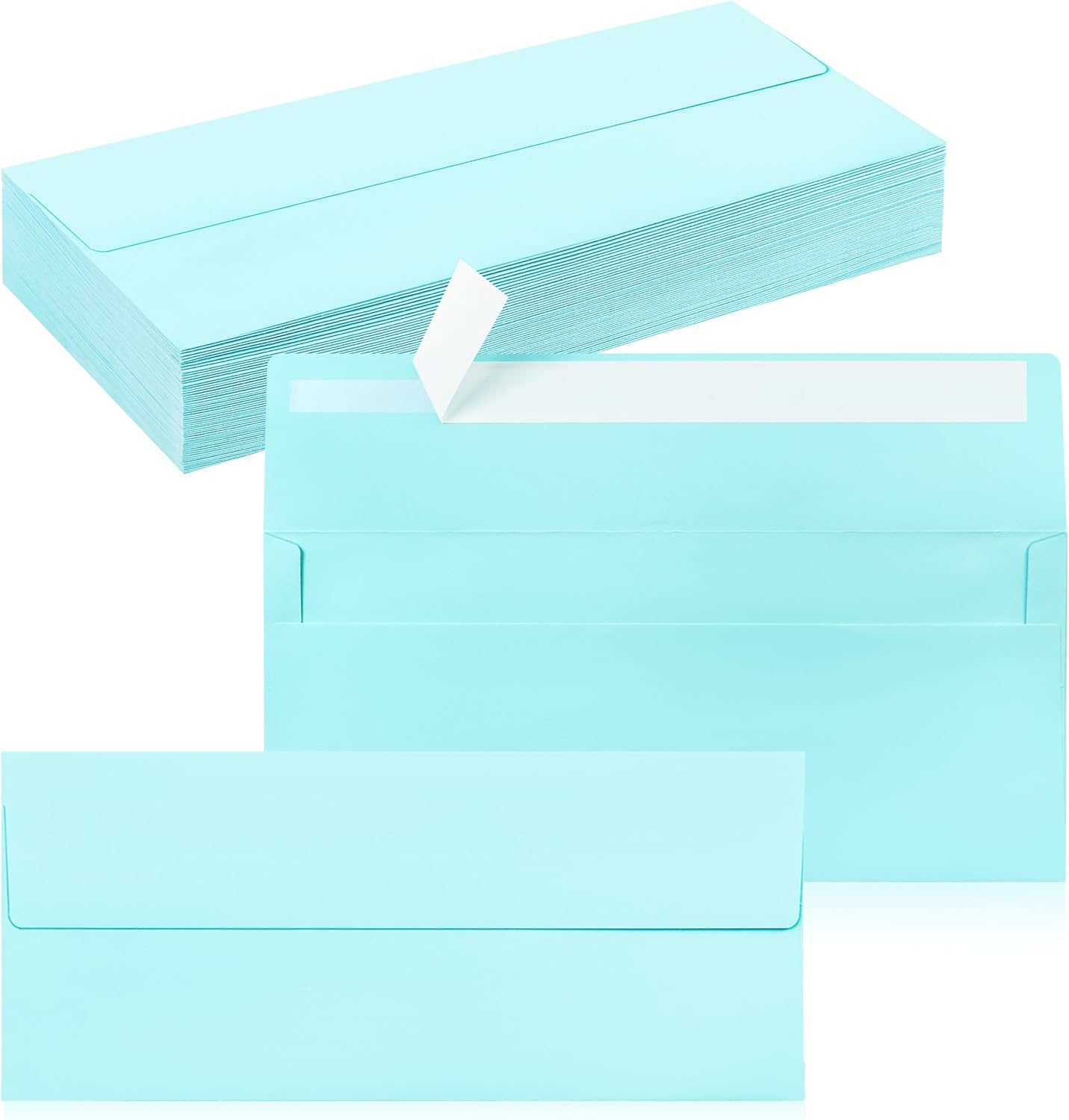 50 Pack #10 Business Envelopes, Self Seal Standard Light Blue Envelopes for Secure Business & Legal Mailing, Office, Checks, Letter, Invoices, 4 1/8 x 9 1/2 Inches