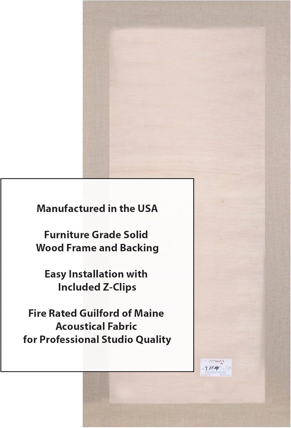 ATS Acoustics Sound Absorbing Acoustic Panel Fire Rated Professional Studio Quality 24" x 48" x 2" (Cream)