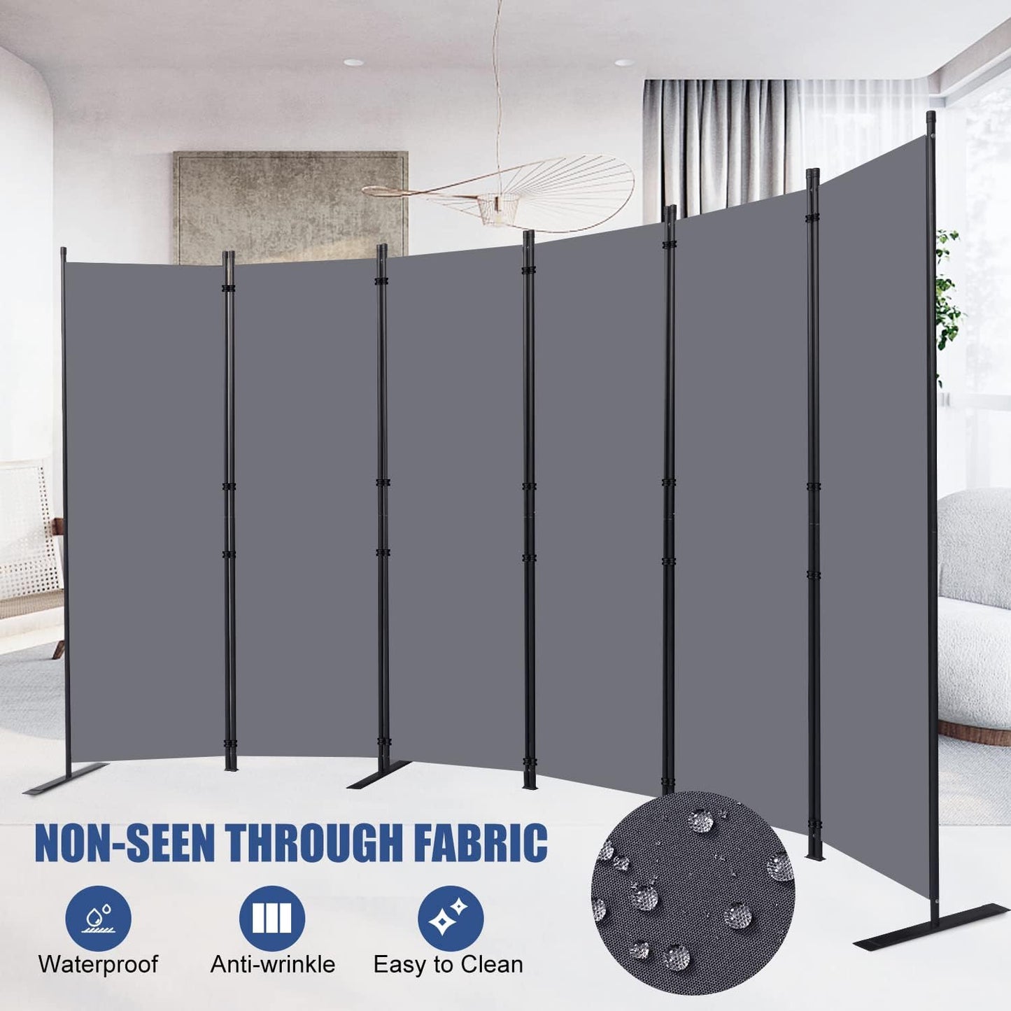 Room Divider and Folding Privacy Screens， 6 Panel Wide Room Divider Wall Screen for Room Separtition, Partition Room Dividers Fabric Panel Wall Dividers Freestanding for Office, Bedroom, Studio Dorm