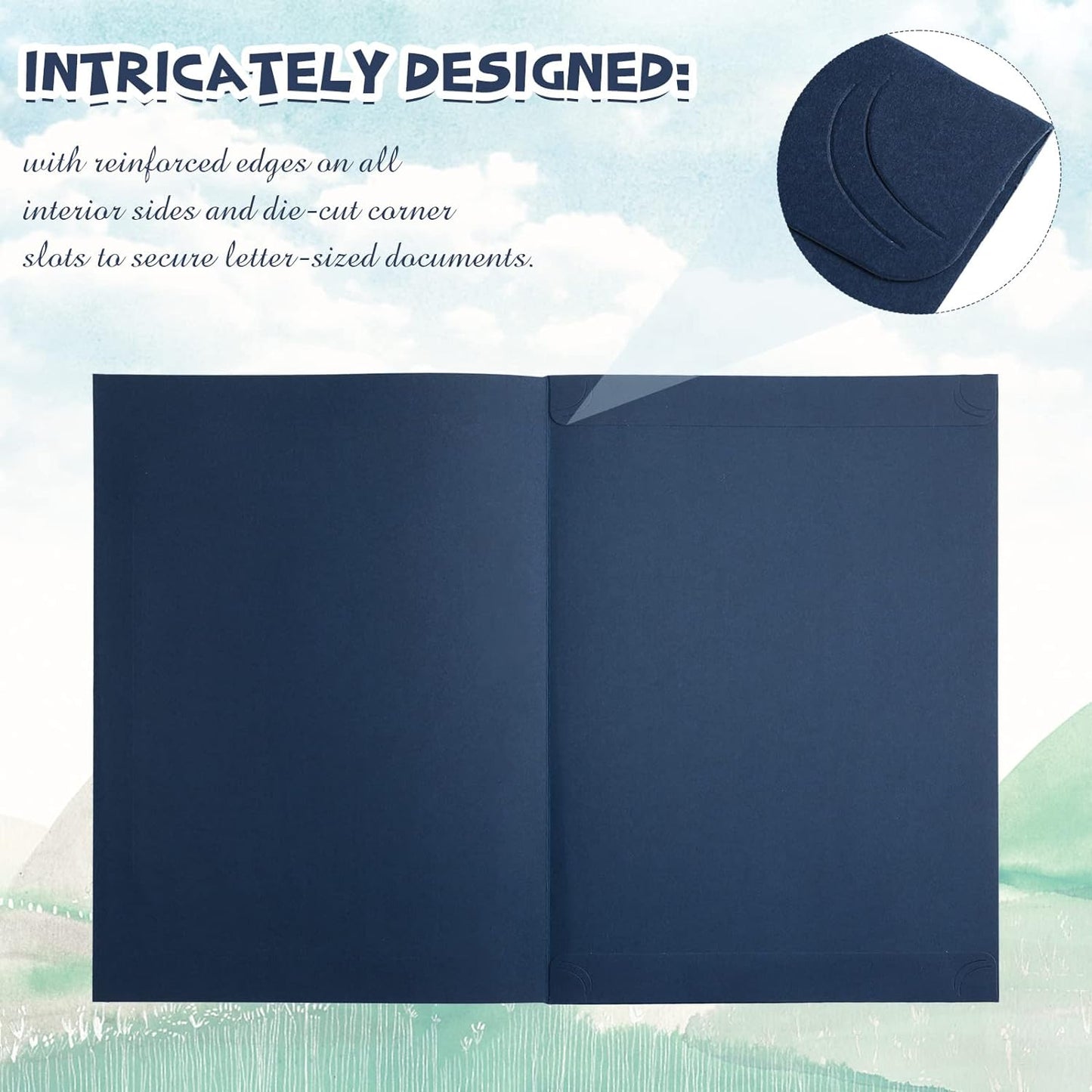 Fainne 80 Pieces Certificate Holders Diploma Holders Document Holder Certificate Covers Certificate Folders with Gold Foil Border for Letter Size 8.5 x 11 Inches Diploma Documents Awards (Navy Blue)