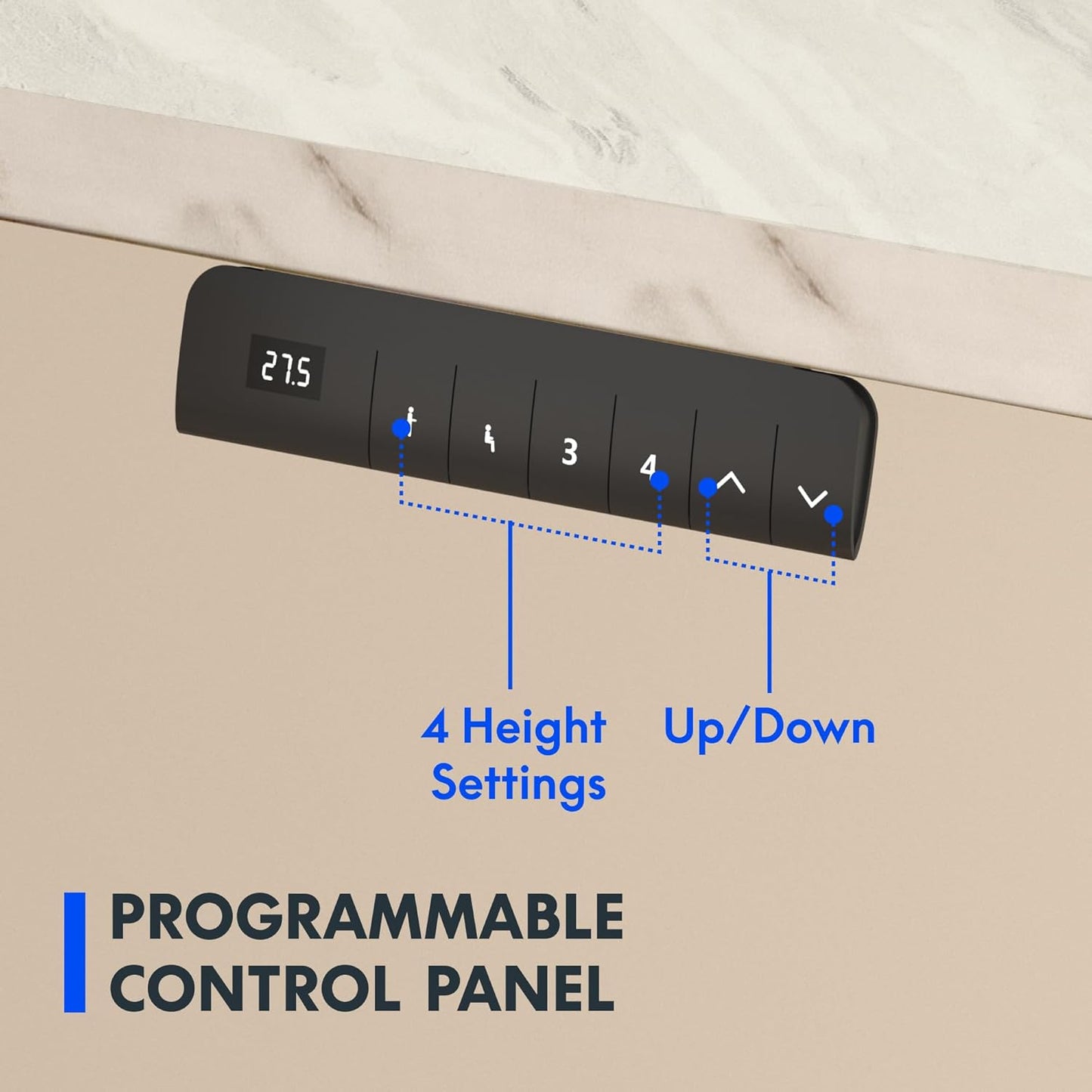 FLEXISPOT E3 Dual Motor Electric Standing Desk 48x30 Inch Whole-Piece Board Height Adjustable Electric Sit Stand Desk (Black Frame + Marble Grey Desktop, 2 Packages)