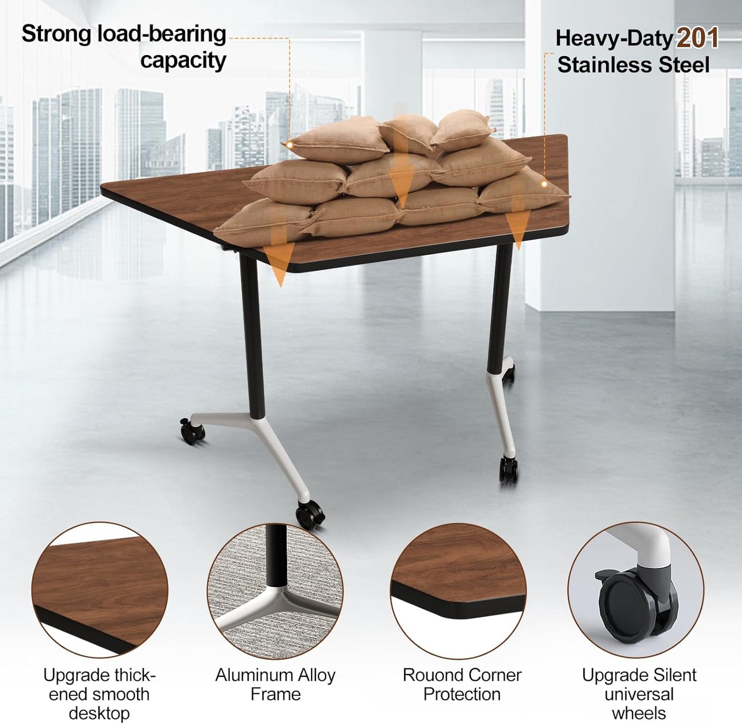 Conference Room Table with Flip-Top Design for Dynamic Meetings, Business Table Computer Desk with Heavy-Duty Frame,Foldable Seminar Meeting Tables for Home Office (2, D, 47.2IN)