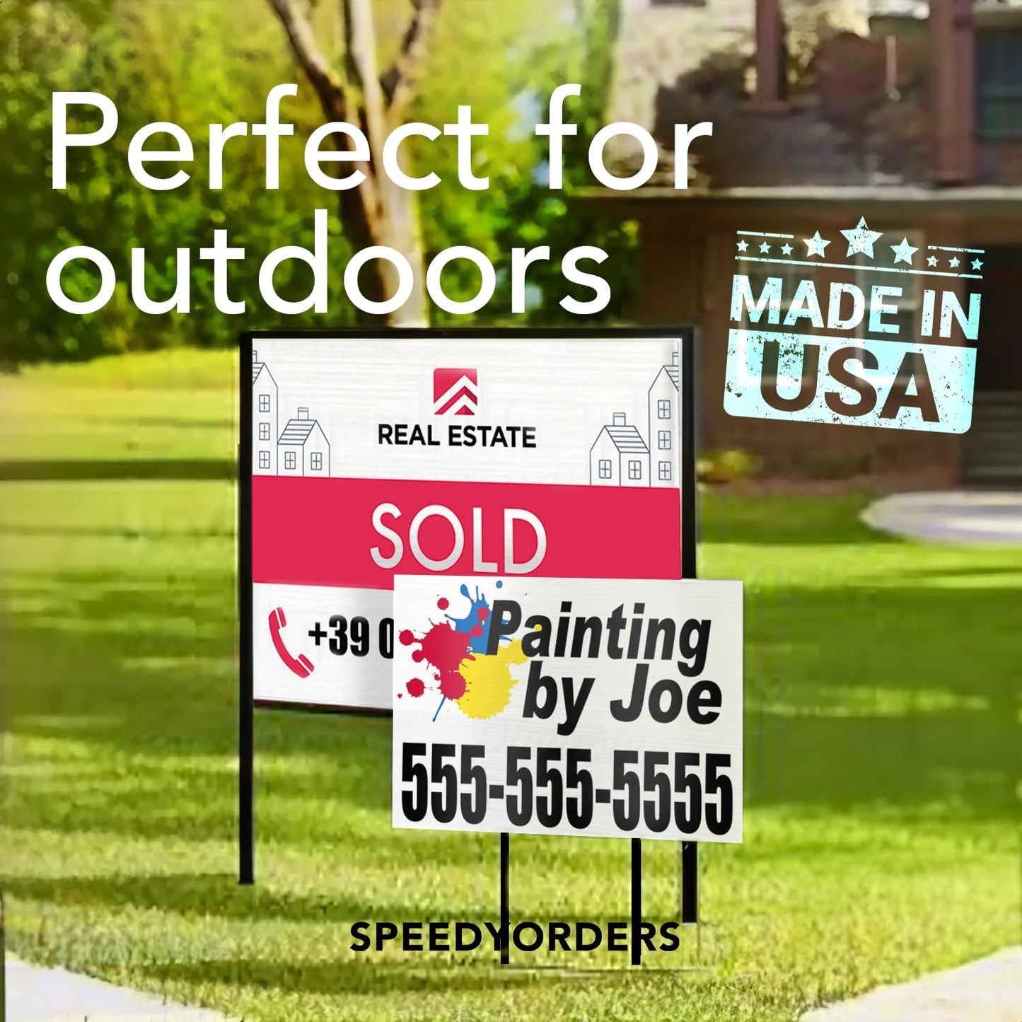 Custom Outdoor Metal Business Signs, Personalized Aluminum Signs, White Aluminum (White, 14x10 In)