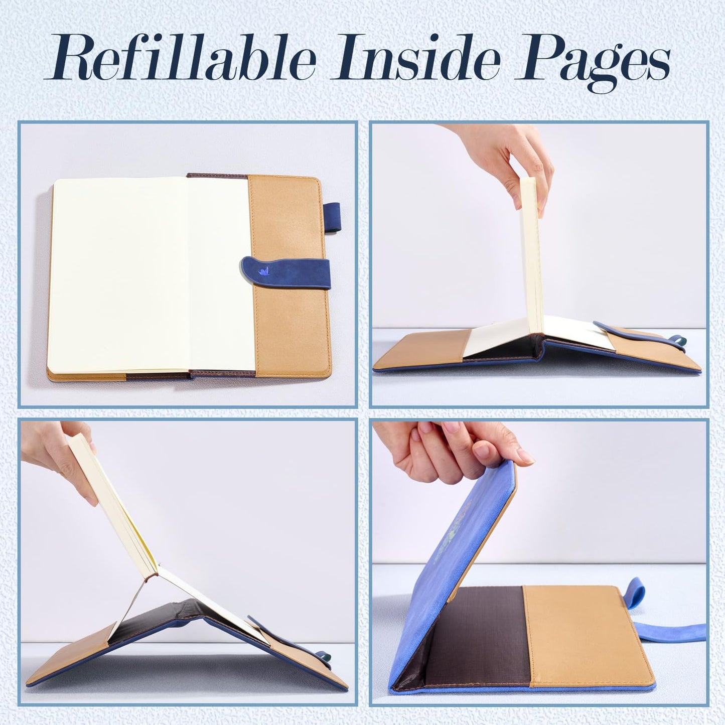 Fanery Sue Tree of Life Refillable Writing Journal for Women&Men Faux Leather Hardcover Notebook A5 College Ruled 200 Lined Pages Lay-Flat Personal Diary with Pen&Magnetic Buckle （Hot Pink