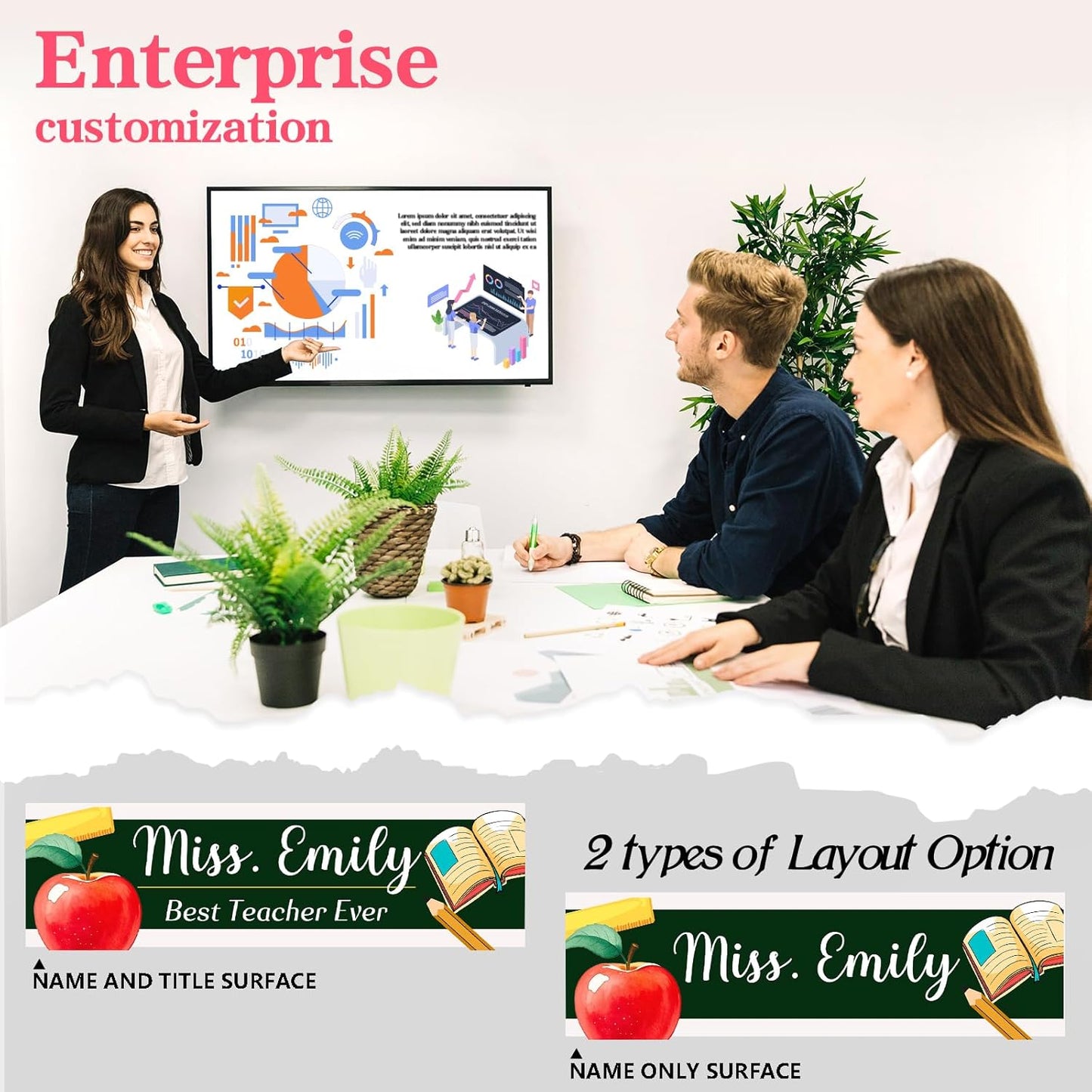 Personalized Name Plate for Desk - Custom Engraved Name Plates for Teacher -Teachers Day Gifts- Best Teacher Ever Teacher Appreciation Gifts- Acrylic Office Decor (Khaki)