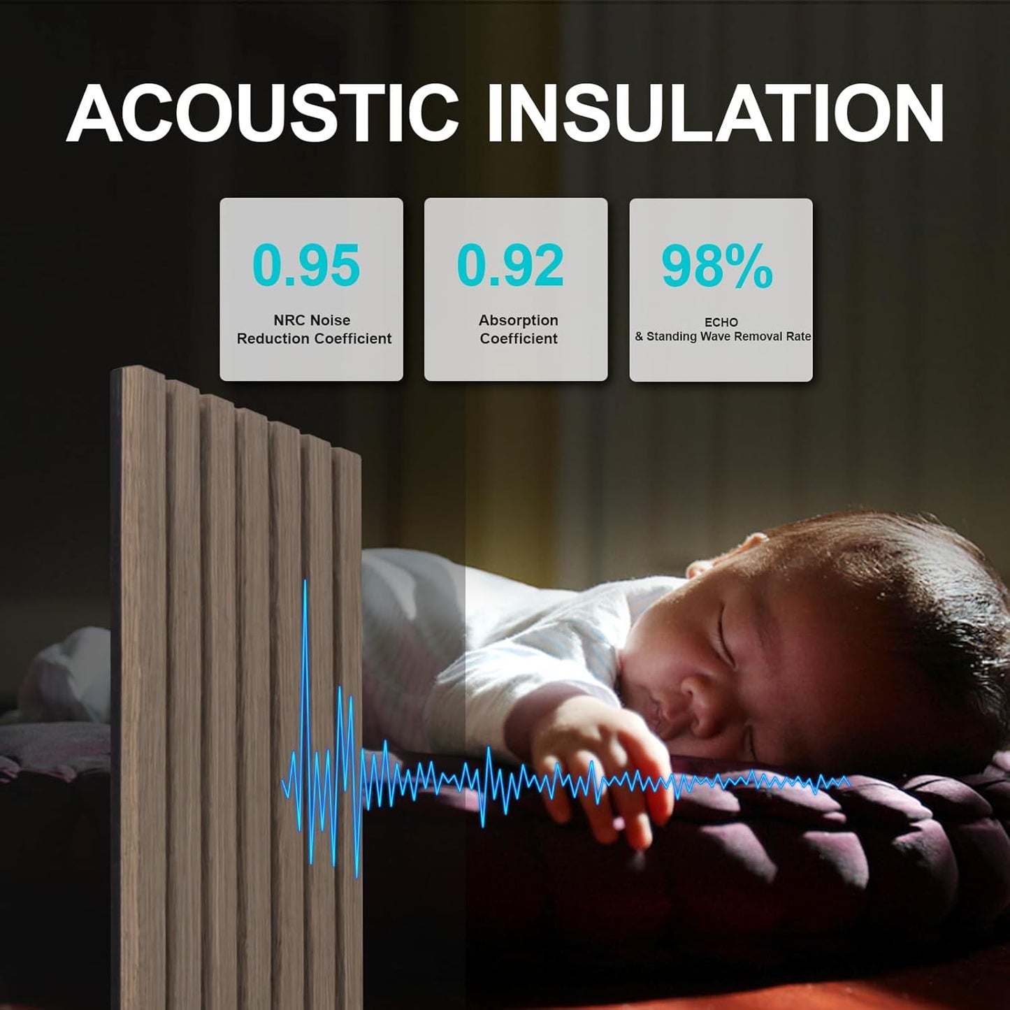 Yuzzy Wood Panels for Wall and Ceiling - 108 x 11 Inch Wood Slat Acoustic Panels 4 PCS - Modern Sound Absorbing Wall Panels for Interior Wall Decor for Home, Office, Studio - Rustic Black Oak