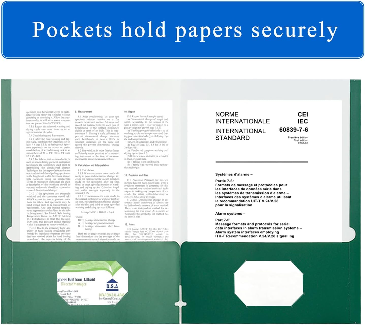 Zzrywuty File Folders with Pockets Letter Size, 25-Pack Paper Folders with Card Slot, Two Pocket Folders for School Students, Businessmen, Home and Office Workers（Dark Green）