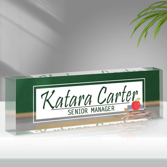 Name Plate for Desk Personalized, Acrylic Desk Decorations, Employee Appreciation Gifts, Custom Office Gifts for Coworkers, Boss, Teacher, Nurse (Teacher 03)