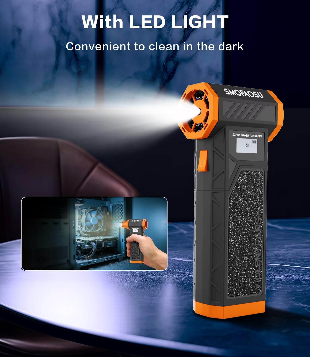 Compressed Air Duster, 300000RPM Jet Fan Electric Air Blower, Cordless Rechargeable 8000mAh Mini Duster with Removable Battery, 4-Speed Adjustable for Detailing, Car, Computer, Electronics Cleaning