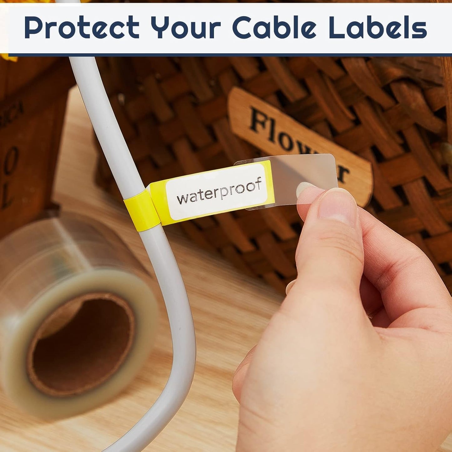 1000 Pieces Label Protector Clear Labels Wafer Seals Waterproof 0.59 x 0.98 Inch Back to School Clear Covers for Protecting Barcodes, Numbers and Stickers