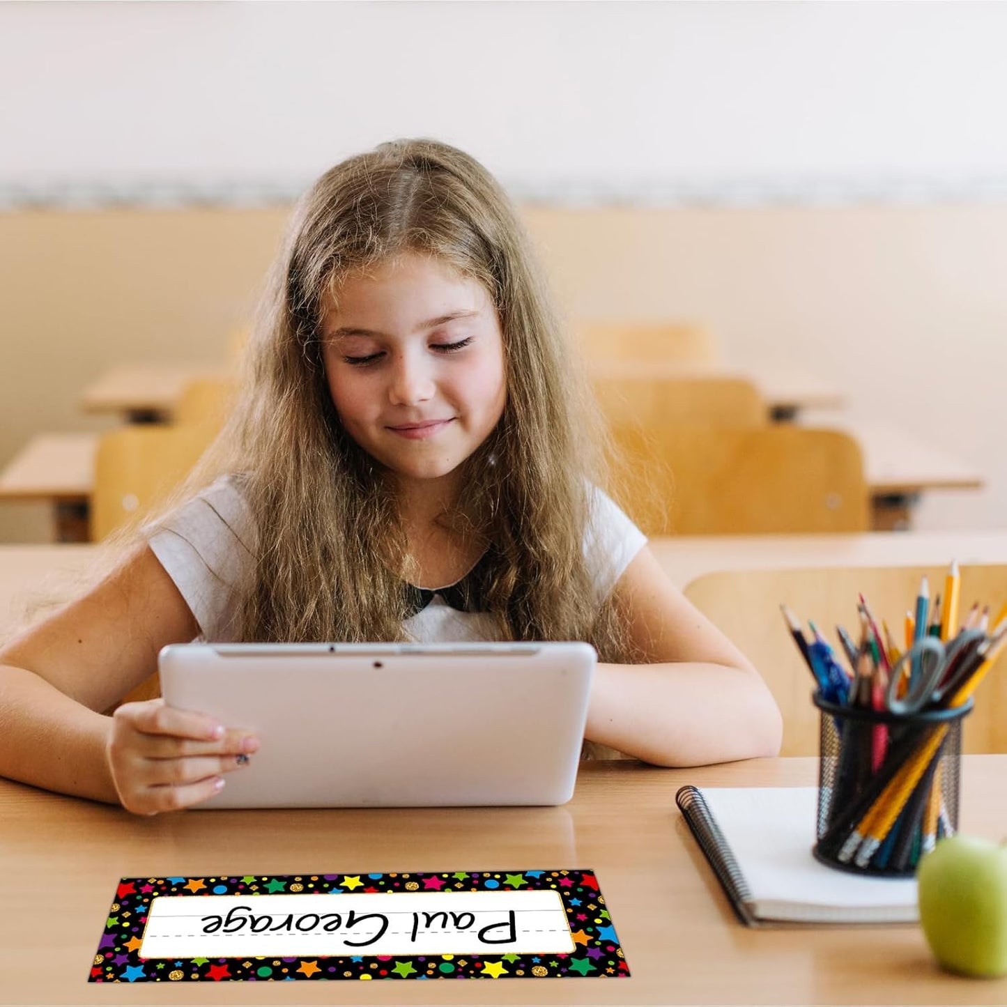 FaCraft 36Pcs Desk Name Plates for Classroom School - Waterproof Confetti Student Desk Name Tags for Classroom Nameplates Stickers Labels for Kindergarten Elementary Back to School Teacher Supplies