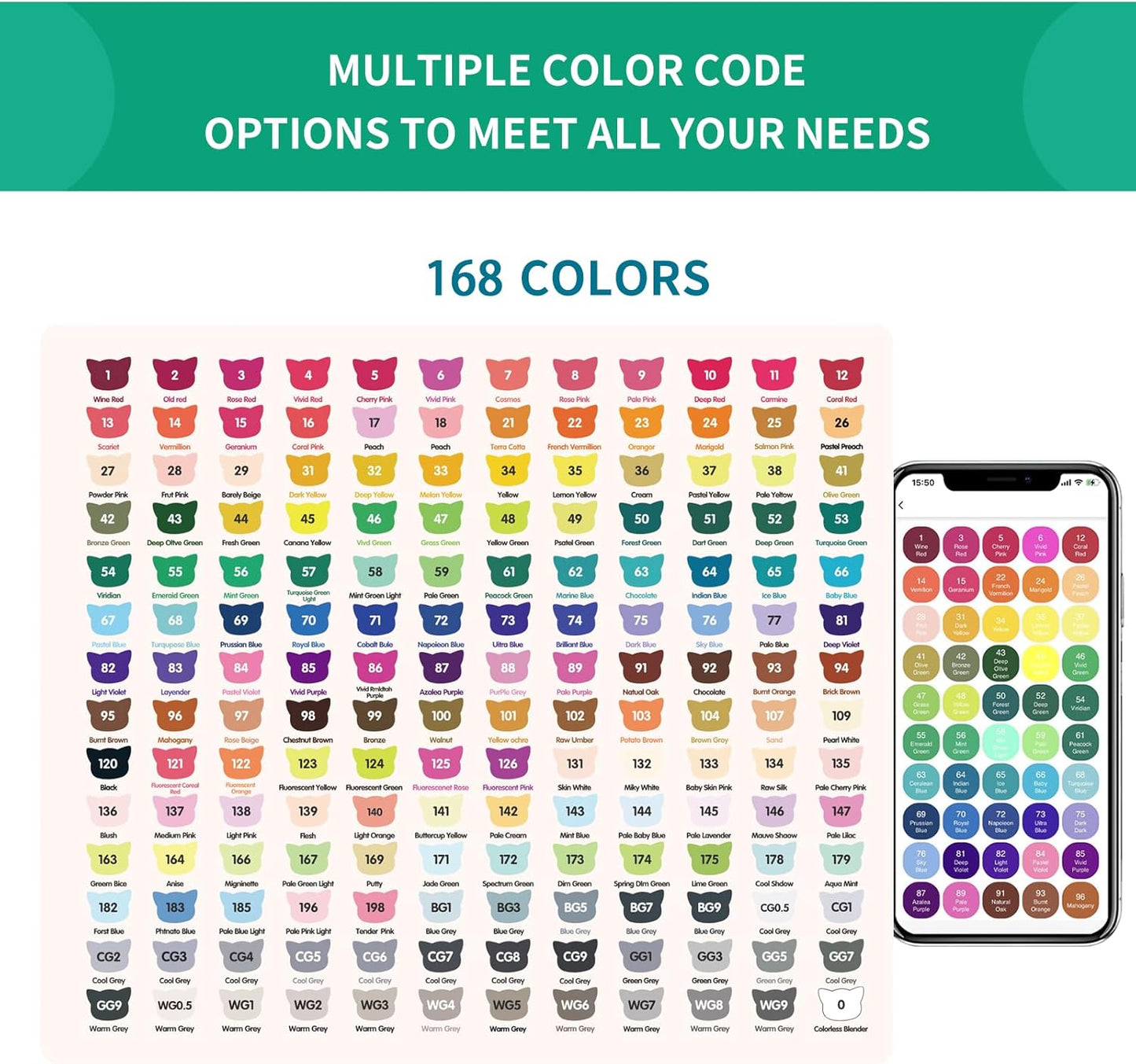 168 Colors Alcohol Markers with Free App, Dual Tip Art Markers with Kickstand Case for Artists Adults and Kids. Alcohol Based Marker for Coloring Painting Sketching and Drawing, Great Gift