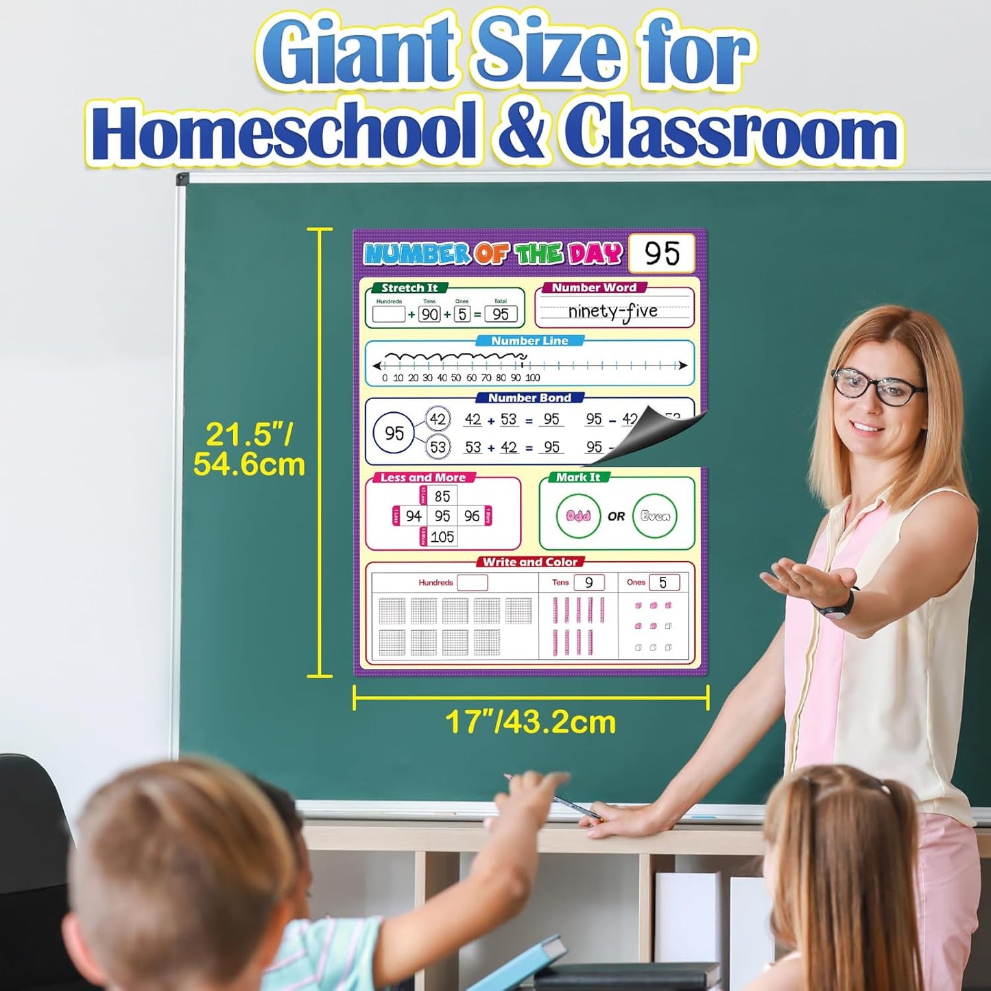 Aizweb Giant Magnetic Number of The Day Chart Paper,Dry Erase Place Value Number Line for Classroom Whiteboard Accessories,Teacher Must Have Essential Homeschool Teaching Supplies,Math Manipulative