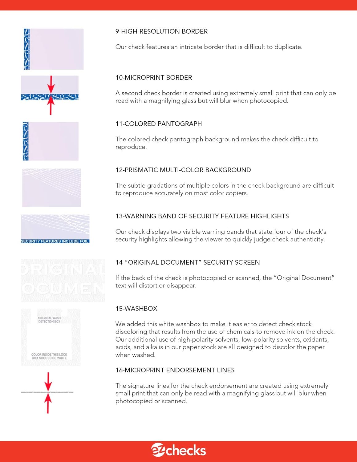 EZ Checks Premium Blank Hologram High Security Laser Check Stock | 500 Sheets | Blue/Maroon | Check at Bottom)