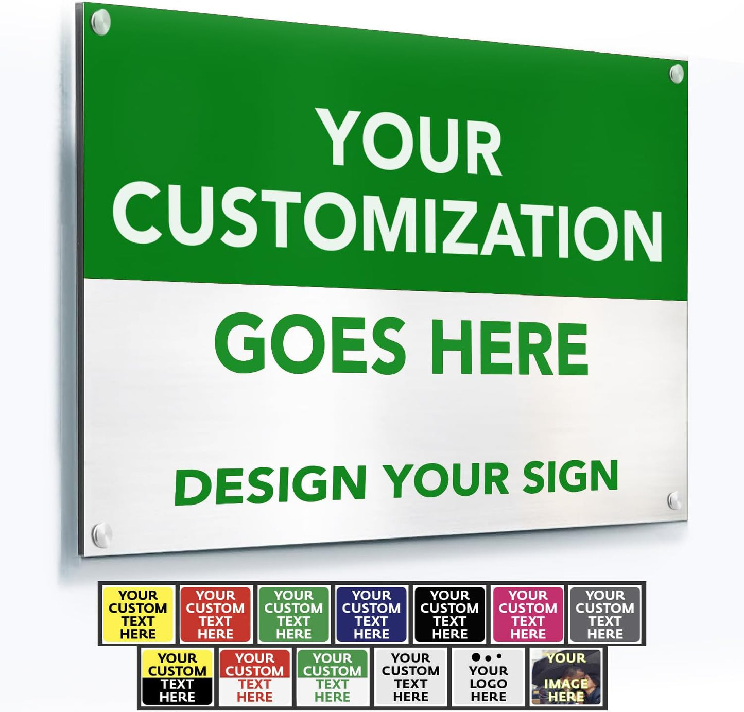 Custom Outdoor Metal Sign - Personalized Aluminum Safety and Business Sign, Waterproof (Green & White, 14x10 In)