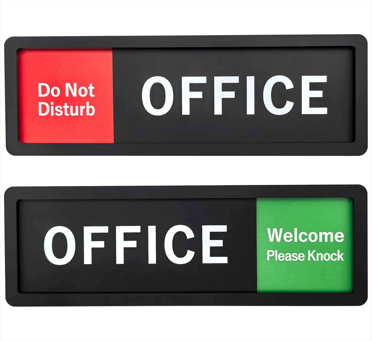 Office Sign – Do Not Disturb / Knock Welcome Slide Switch Sign, Premium Durable Acrylic Material, Super Strong Self-Adhesive, Quick Installation, Suitable For Your Home And Business (9×3 Inches, Black) (Office)