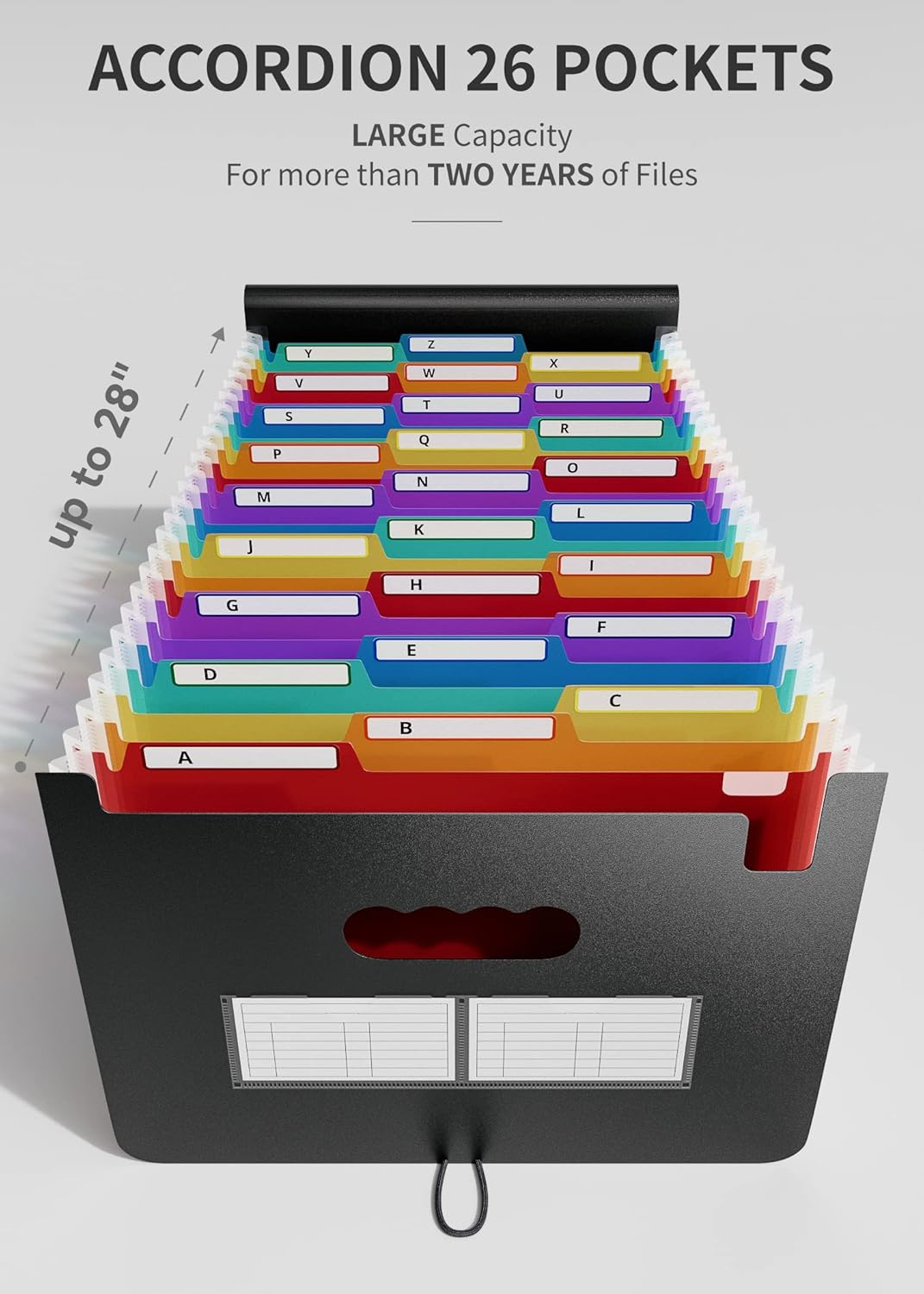 ABC life 26 Pockets Accordion File Organizer/Expanding File Folder A4 Letter Size Expandable Filling Box/Plastic Accordian Document Paper Coupon Bill Receipt Organiser, A-Z Alphabetical Colored Tabs