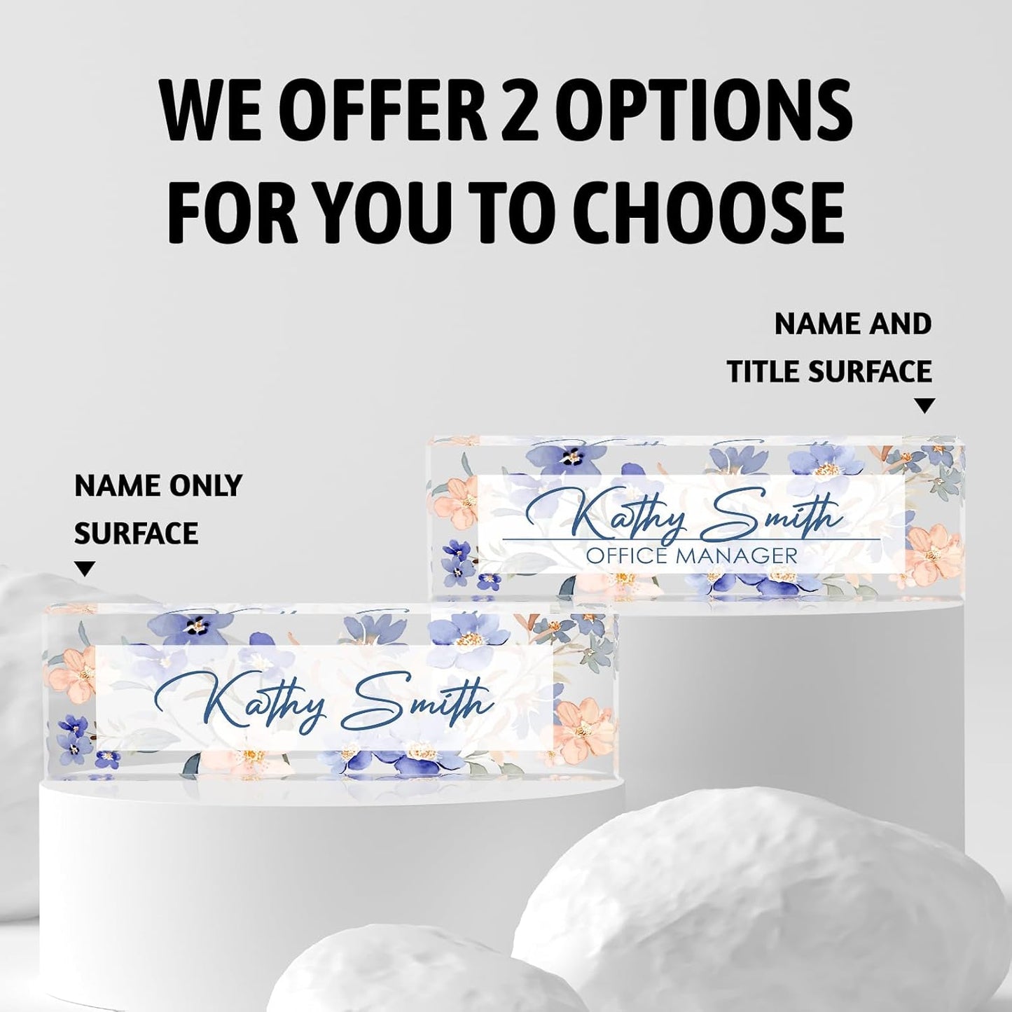 Personalized Name Plate for Desk, Custom Desk Name Plate, Acrylic Name Plate Office Desk Accessories, Personalized Office Gifts for Coworkers Teachers, Employee Appreciation Gifts (A-WaterColor2)