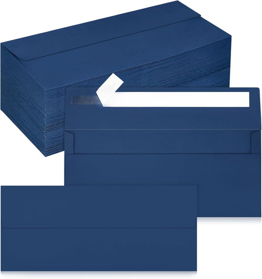 200 Pack #10 Business Envelopes, Self Seal Standard Navy Blue Envelopes for Secure Business & Legal Mailing, Office, Checks, Letter, Invoices, 4 1/8 x 9 1/2 Inches