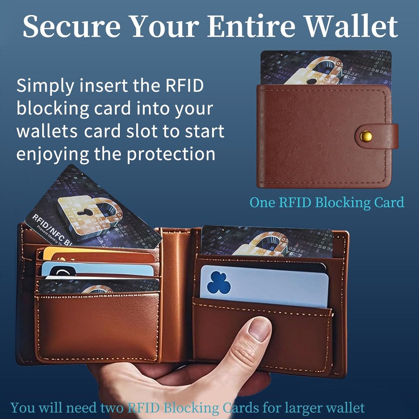 RFID Blocking Card, Contactless Bank Debit Credit Card Passport Protector, One Blocked Card Protects Entire Wallet Purse, ID/IC ATM Card Blocking for Wallet Protection(10 Pack)