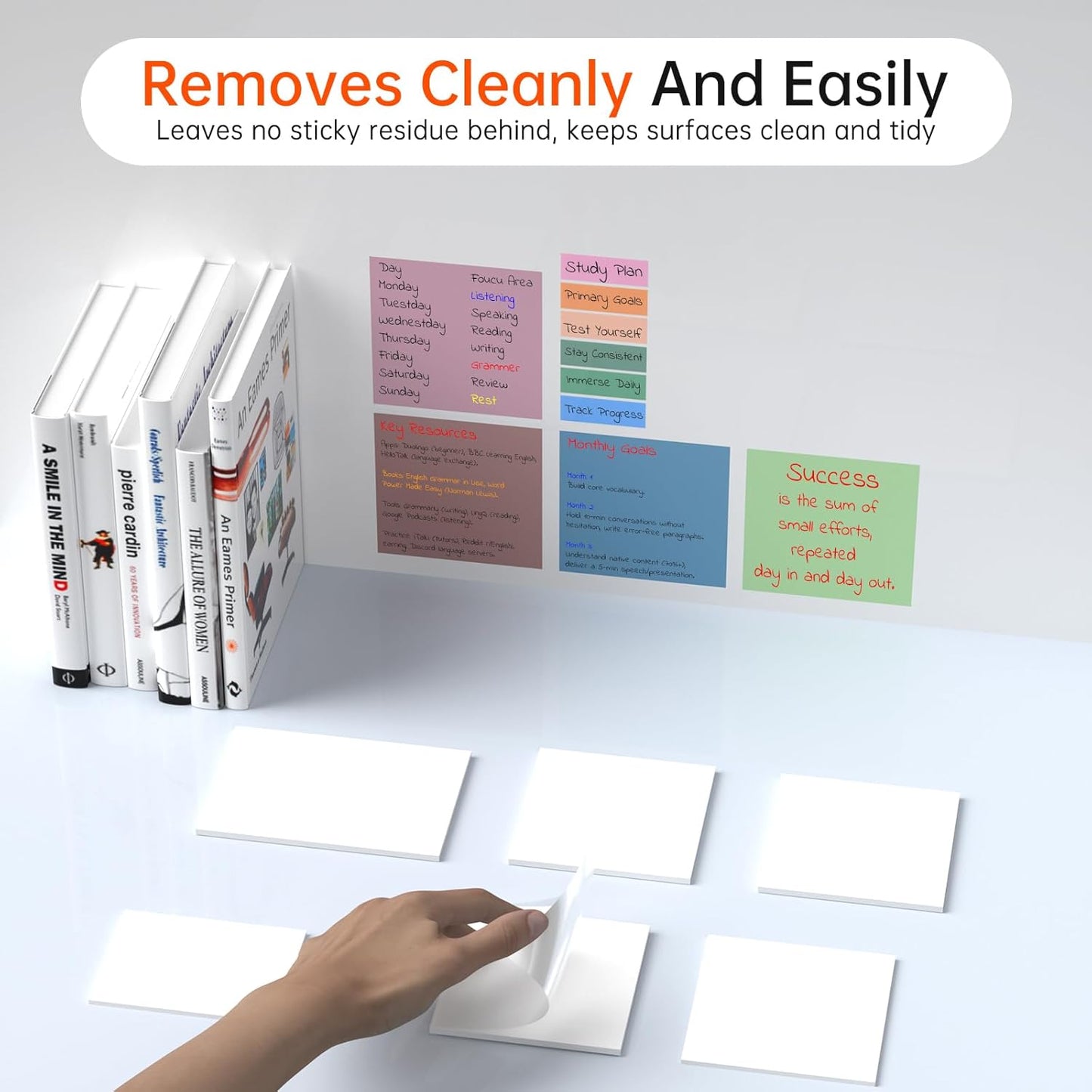 Transparent Sticky Notes (with Sticky Tabs & Marker), MEIGAONE 9 Pack Clear Sticky Note 3x3 Super Strong Adhesion, Waterproof Translucent Sticky Note for Study, Book,Office,School Supplies