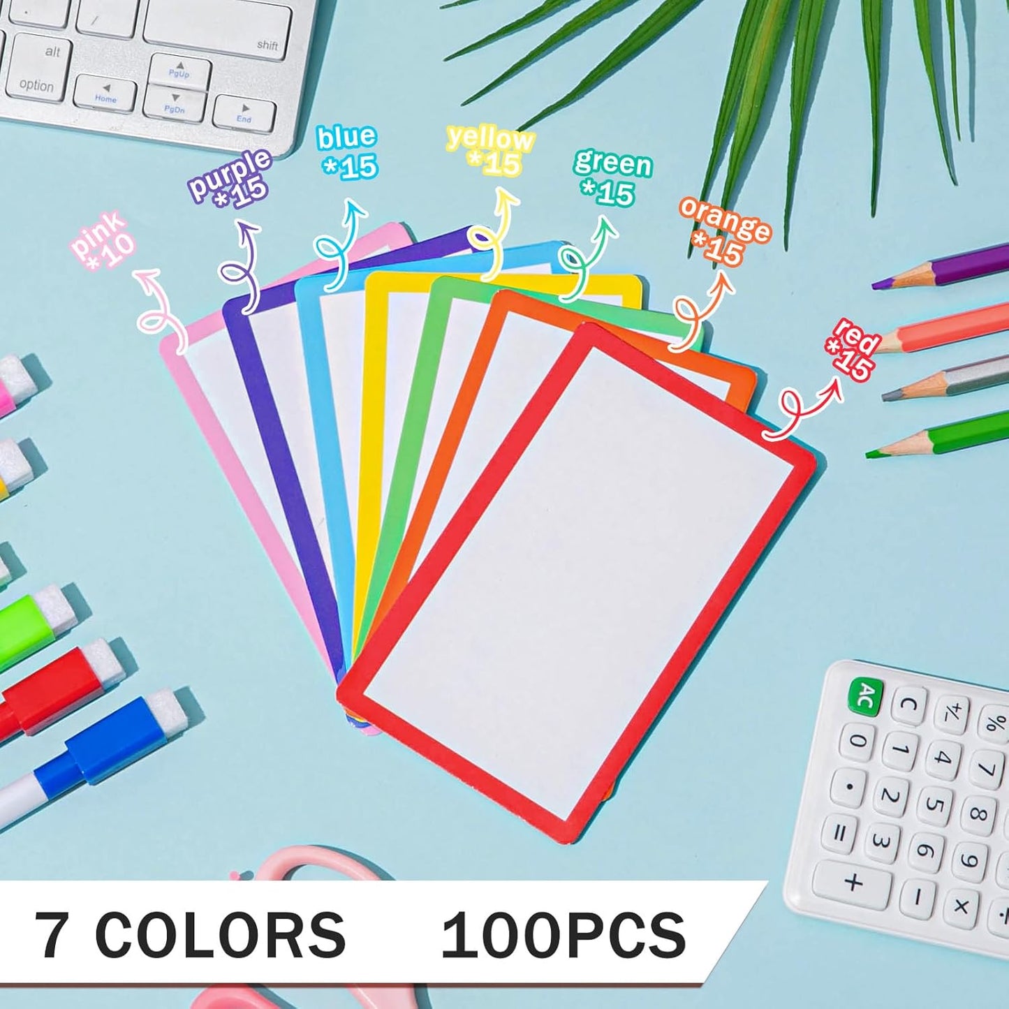 Harloon 100 Pcs Dry Erase Index Cards 3 x 5 Inch Laminated Reusable Dry Erase Note Cards Sheets for Office to Do List (Multicolored)