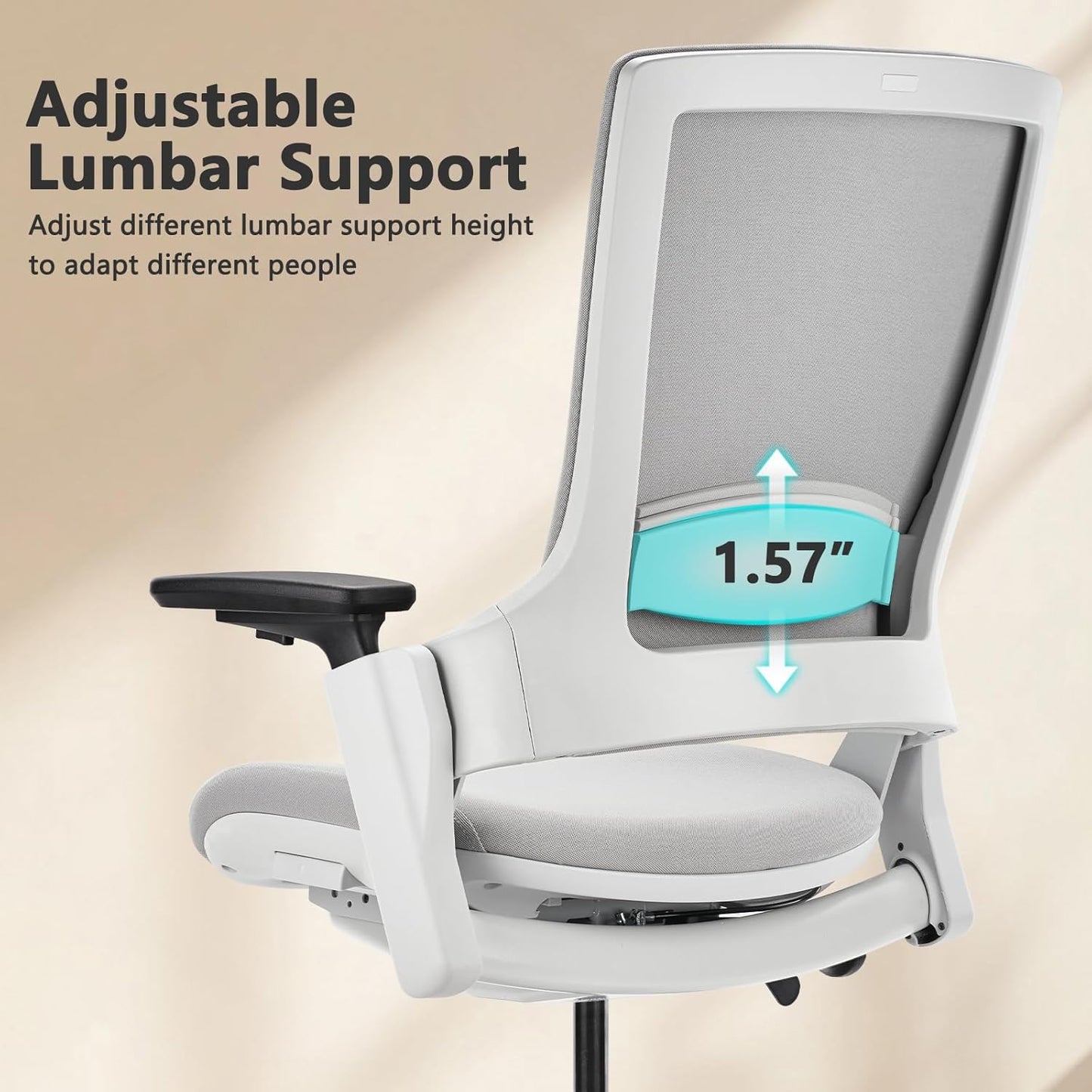 CLATINA Office Chair Swivel Executive Chair, Adjustable Ergonomic Computer Chair with 3D Armrest and Lumbar Support, Fabric Backrest Task Chair for Home Office Conference Room