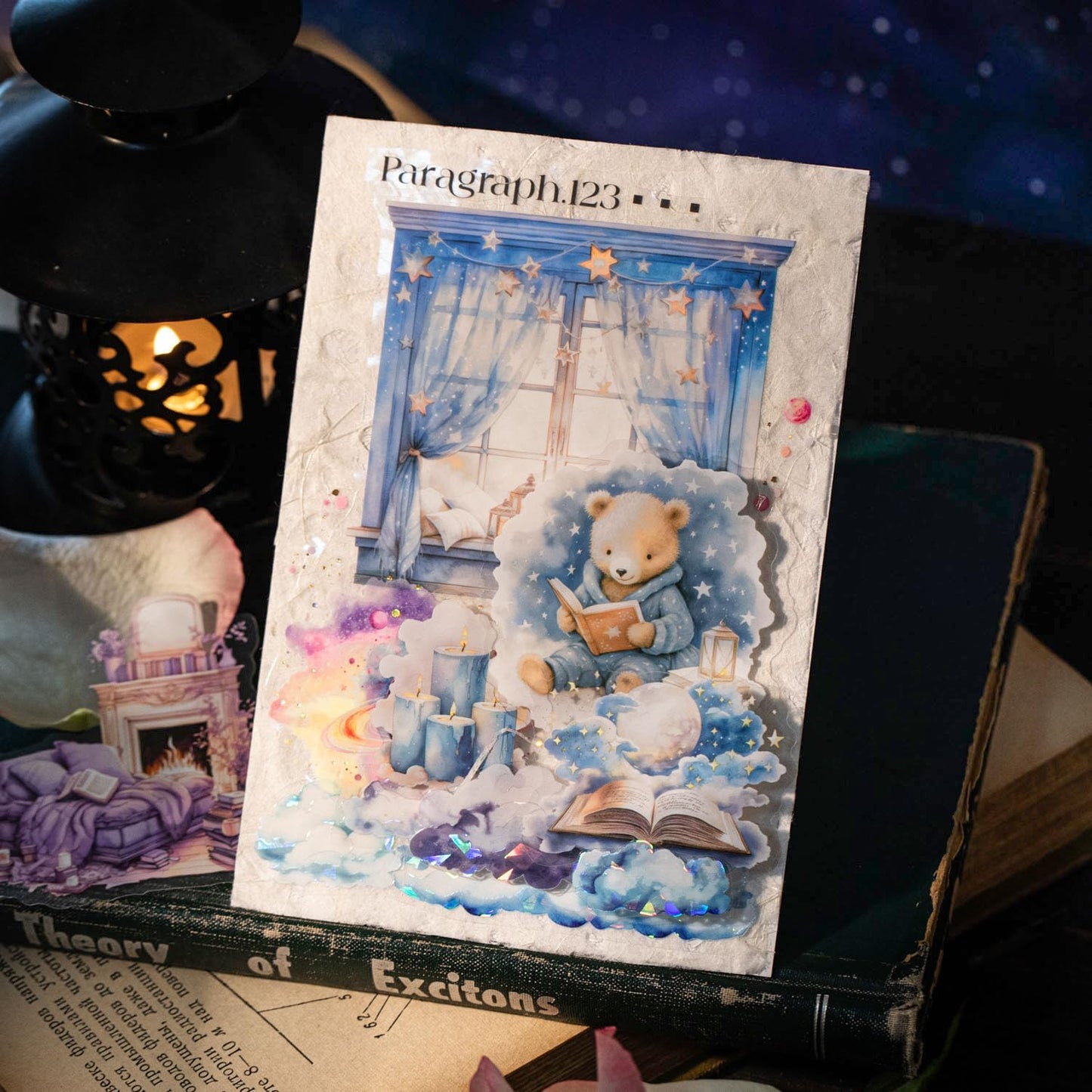 Night Reading PET Sticker Set, 90PCS Calming Scenes for Scrapbooking, Journal Supplies, and DIY Crafts