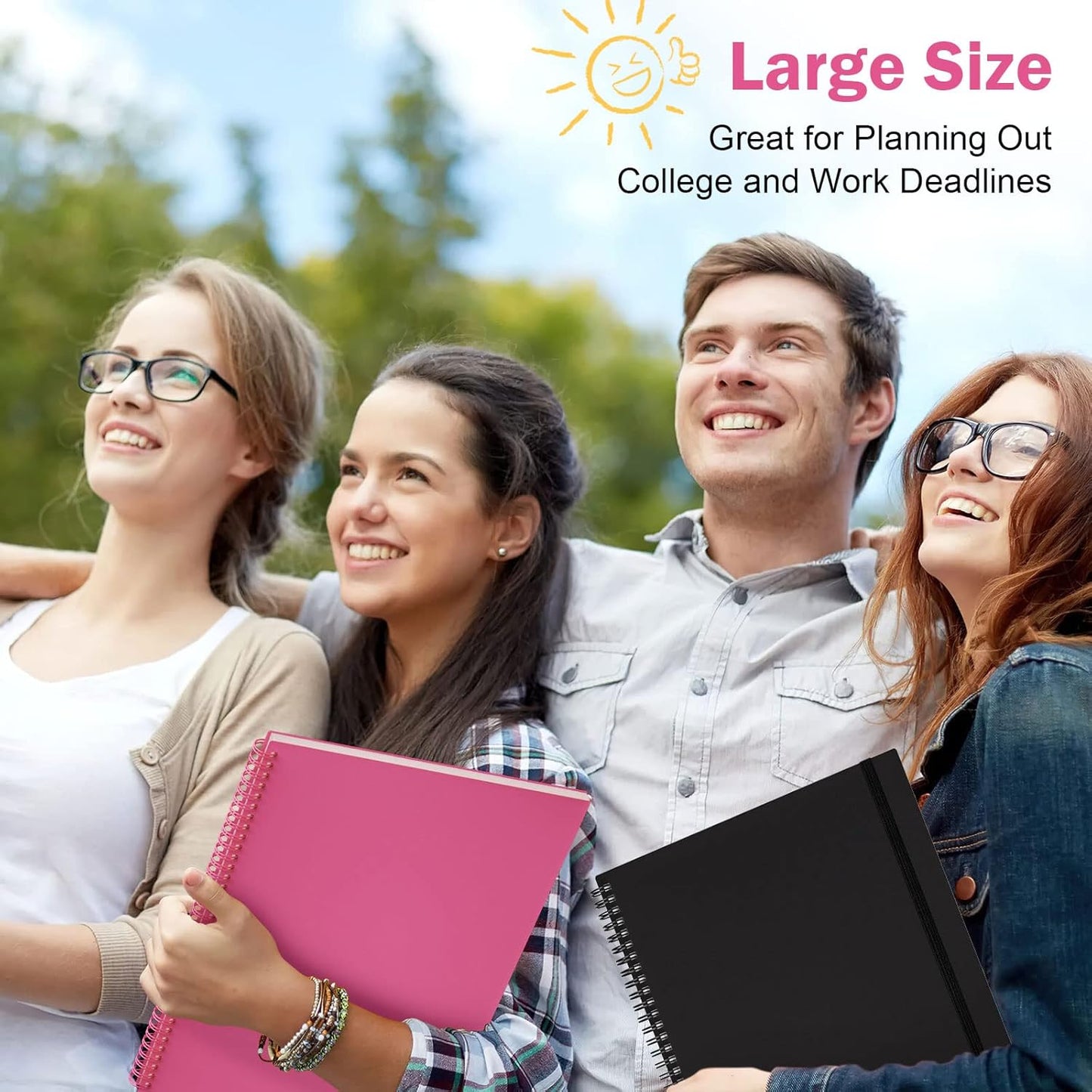 Planner Undated, Asten Daily Planner Agenda with to Do List, Hourly Schedules for Women and Men, Spiral Appointment Book with Elastic Closure, Inner Pocket 8.5" x 11" (Pink)