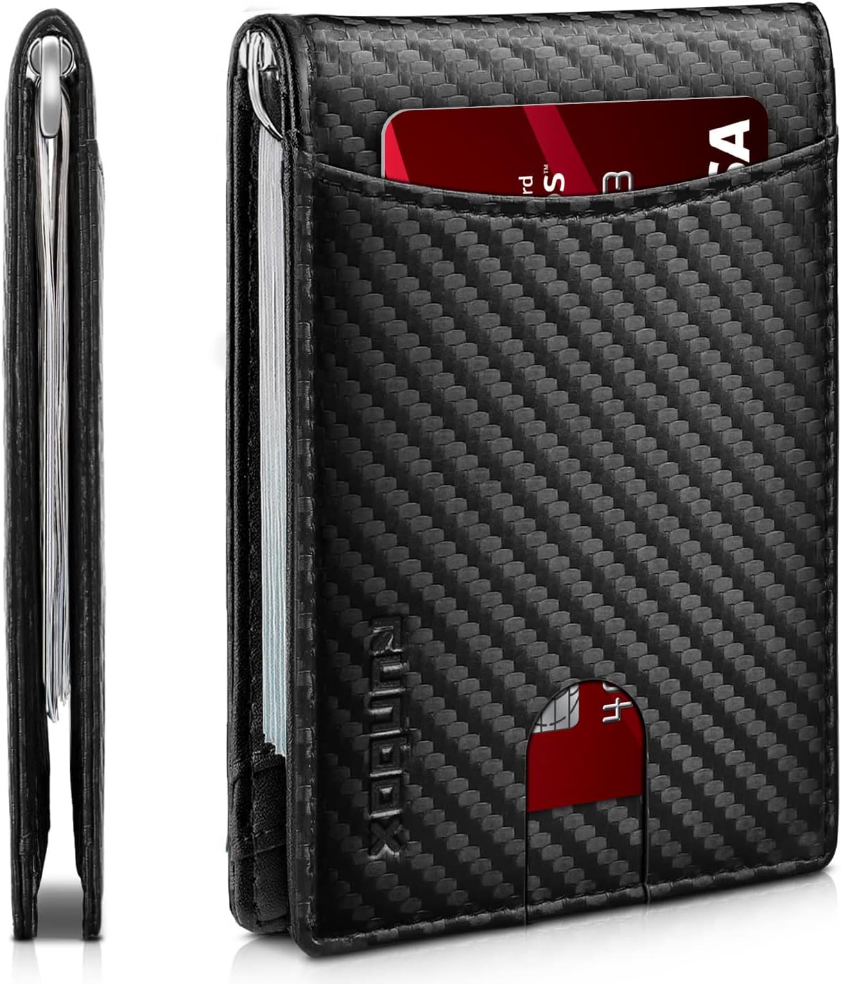 Slim Wallet for Men Genuine Leather RFID Blocking Bifold Minimalist Front Pocket Mens Wallet with Money Clip Thin Gift Box