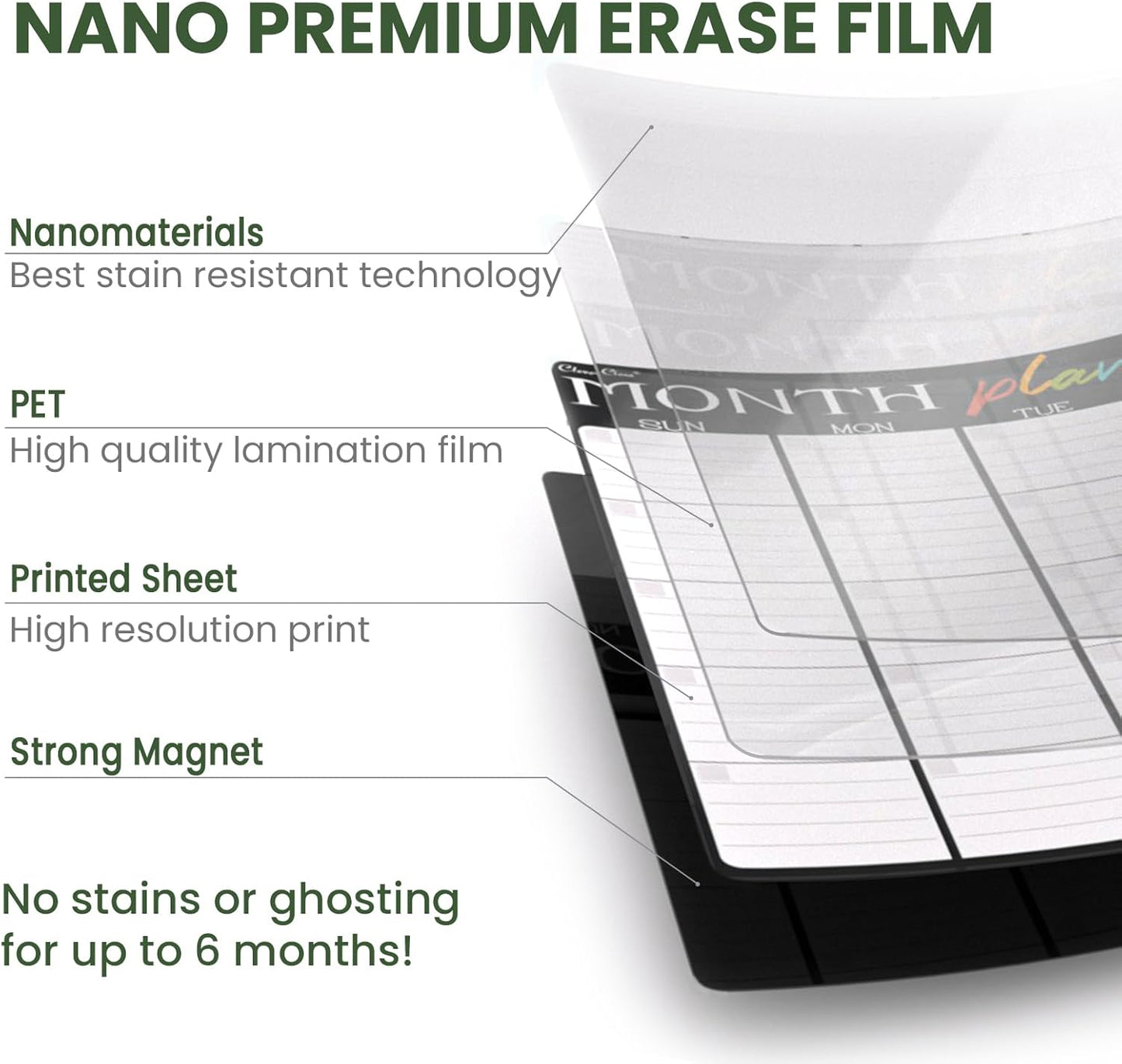 Magnetic Dry Erase Monthly Calendar Set - 17"x12" Monthly and 8.5"x12" Weekly Calendar, 4"x12" List Board for Fridge - 6 Extra Fine Point Dry Erase Markers Included - Shipped Flat