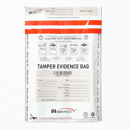 INSAFEPACK 100PCS 12"x16" Bank Deposit Bags - 100% Recyclable Tamper Evident Bags - Self Adhesion Security Bank Pocket