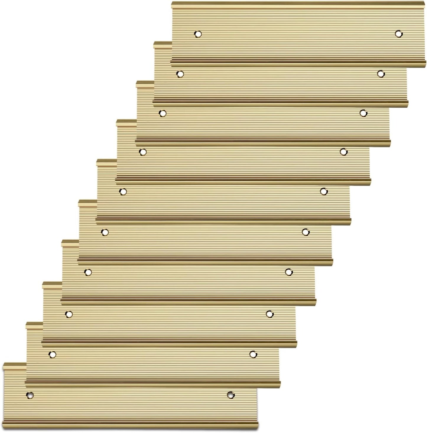 10 Pack Aluminum Name Plate Holders for Door or Wall, 2” x 8” Office Wall Mount Name Plate Holder with Textured Design and Double Sided Tape, for Office, Business, Meeting Room (Gold)