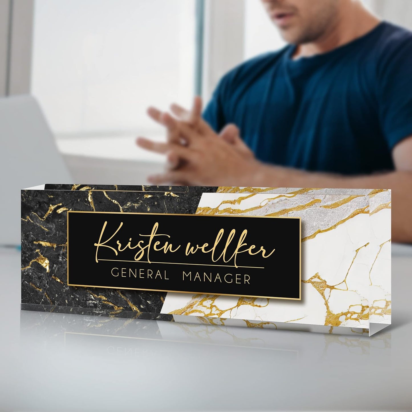 Name Plate for Desk, Desk Name Plate Personalized Acrylic Office Desk Decor for Women and Men, Employee Appreciation Gifts Custom Office Gifts for Boss, Manager, Teacher, Nurse, Doctor, Lawyer