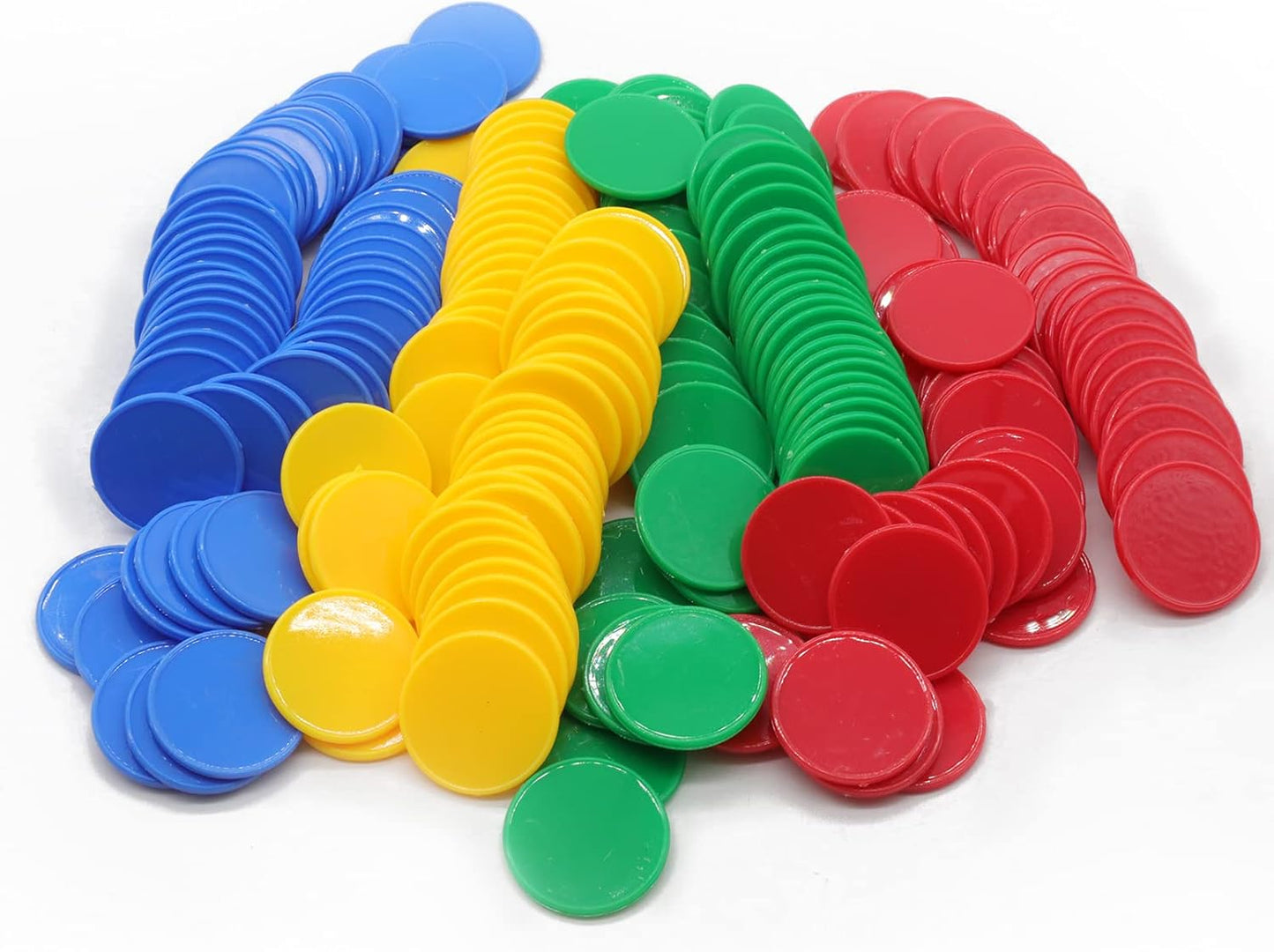 Set of 100 Opaque Plastic Learning Counters Mini Poker Chips Game Tokens with Storage Box (Red+Yellow+RoyalBlue+Green, 1 Inch)