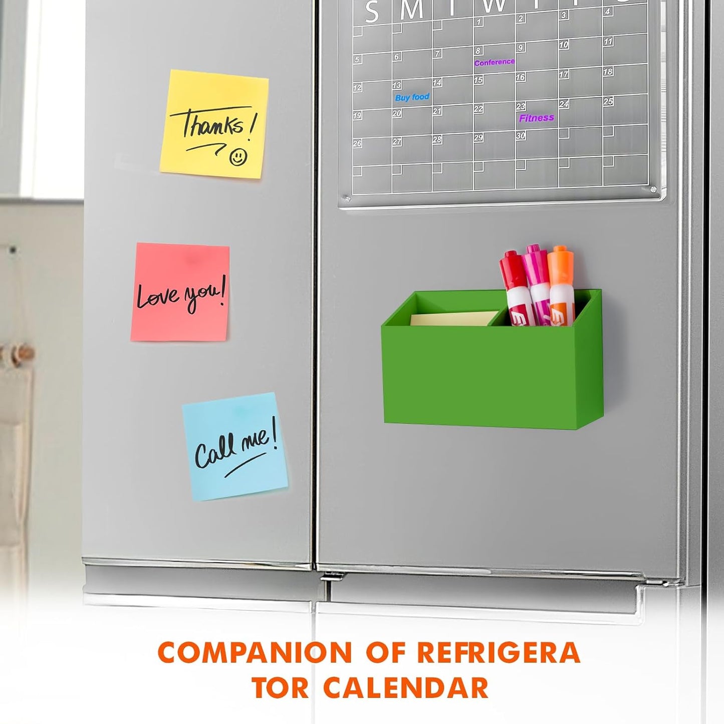 BEYGORM Magnetic Dry Erase Marker Holder for Whiteboard,Non-slip Acrylic Magnet Pen Holder for Fridge Refrigerator,Locker Organizer for Work,Locker Accessories,Pencil Cup for Desk(Green)