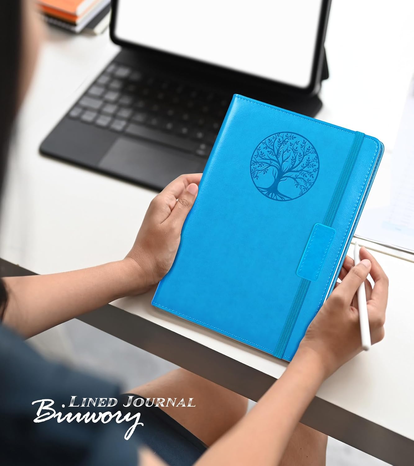 Lined Journal Notebook for Women Men,256 Pages A5 Hardcover Leather Journals for Writing,Travel,Business,Work & School,College Ruled Notebooks for Note Taking,Diary Notepad 5.7"×8.3" blue