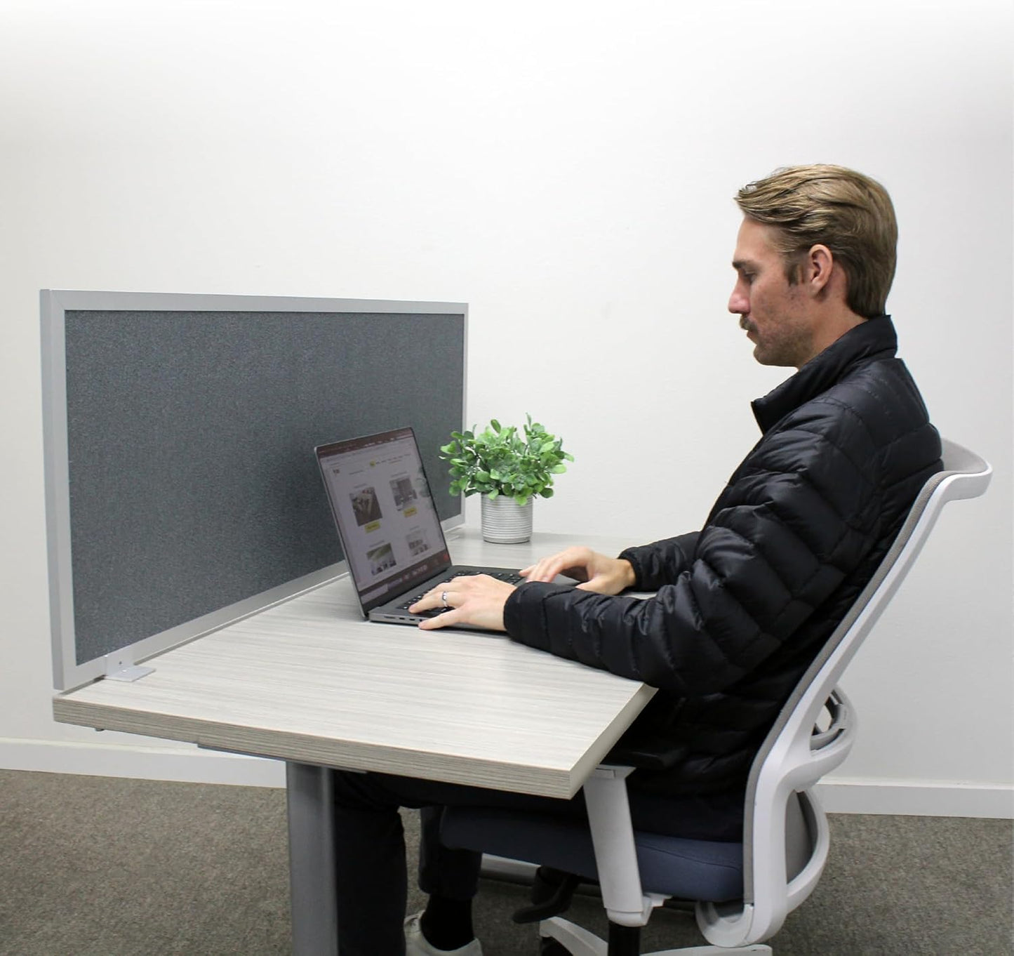 OBEX Acoustic Mounted Screen Privacy Panel Table Top Separator, Sound Blocking Desk Divider (Graphite, 24" X 48")