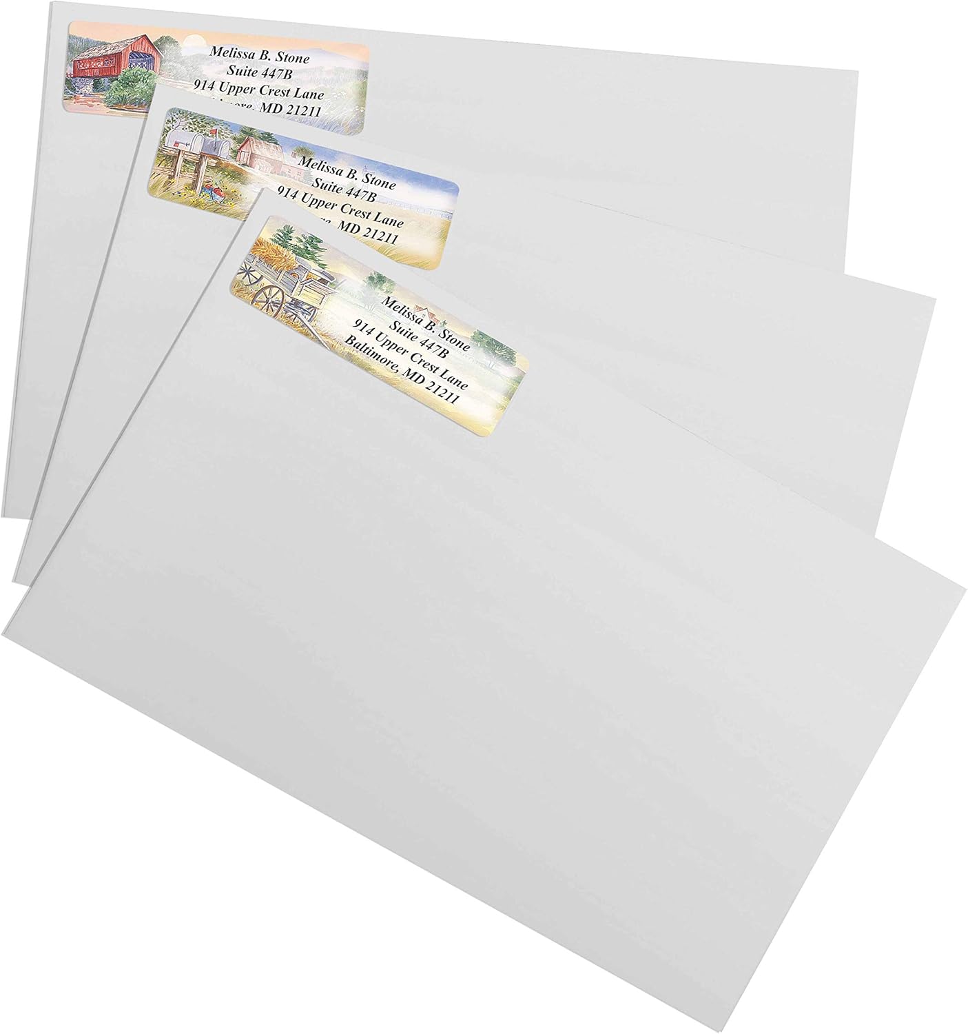 Rural America Assorted Country Scenes Personalized Return Address Labels with Dispenser - Roll of 500 Custom Labels