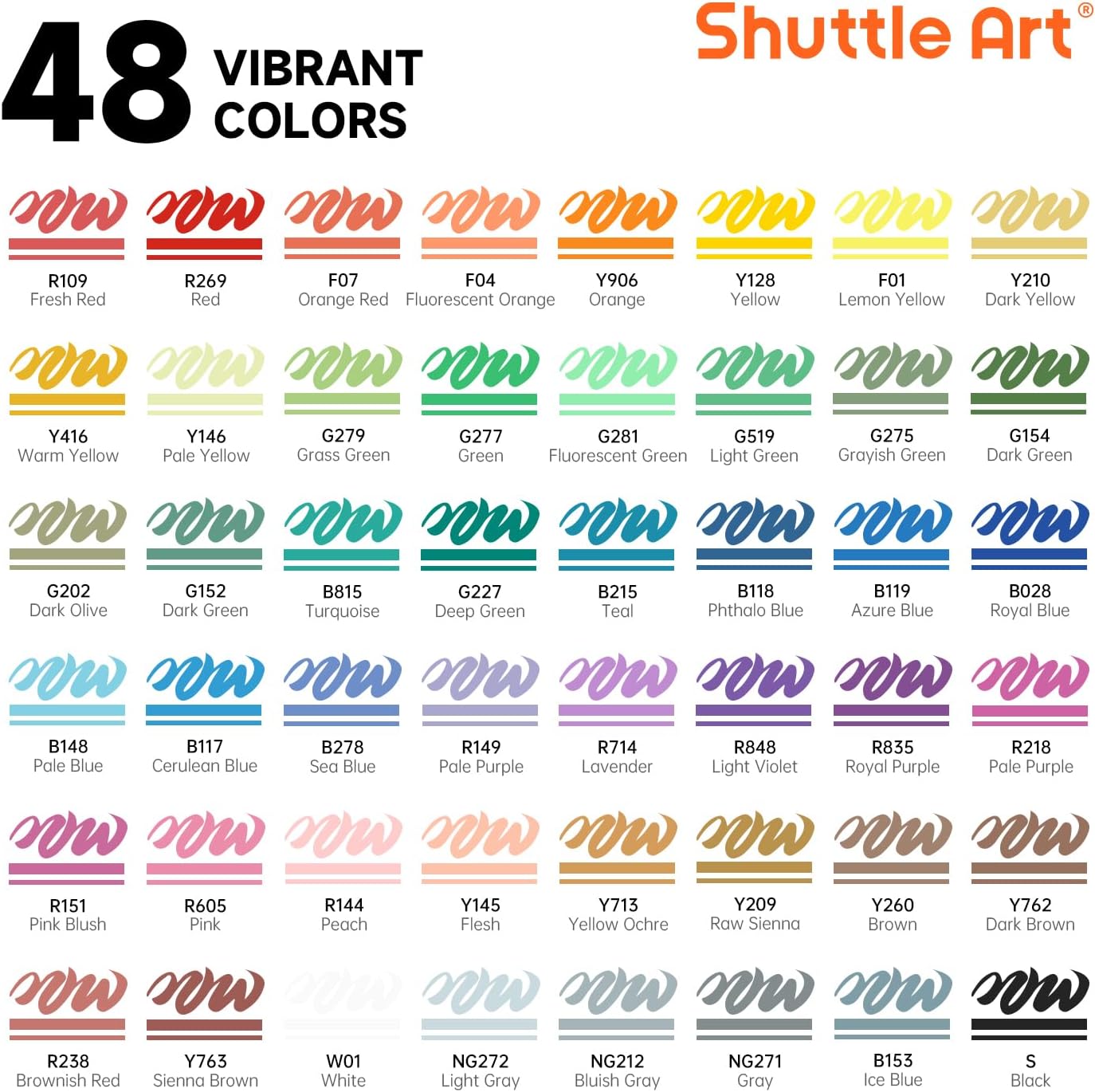 Shuttle Art Automatic Ink Control Acrylic Paint Markers, 48 Colors Brush Tip Acrylic Paint Pens for Rock Painting, Ceramic, Wood, Canvas, Glass, Stone, Fabric, Card Making, DIY & Art Supplies