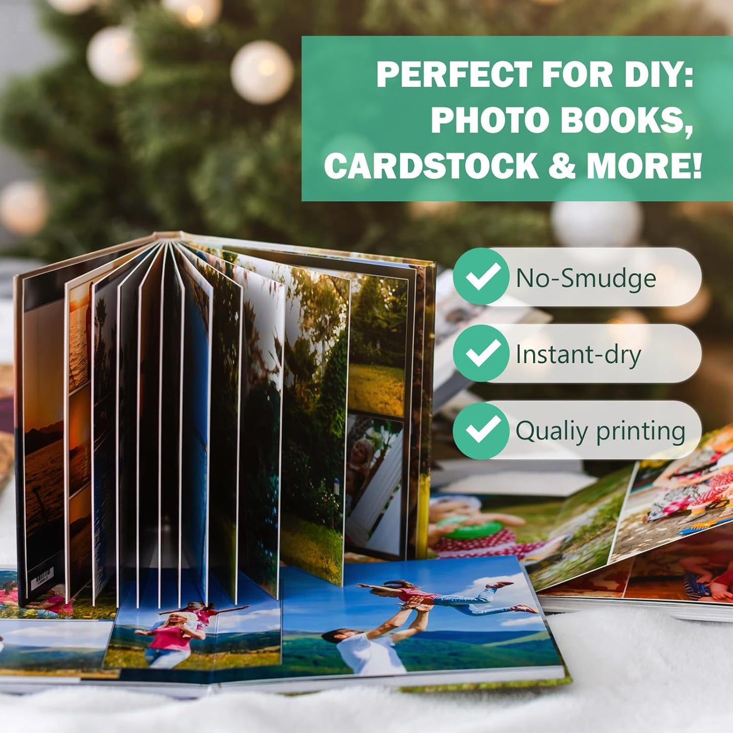 Double Sided Glossy Photo Paper 4x6, Thick Glossy Paper for Cardstock, 100 Sheets 61lb for Inkjet Printer