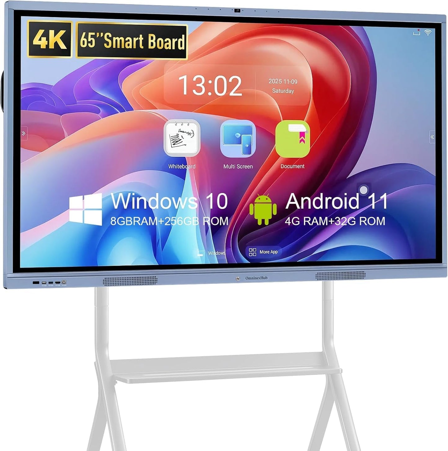 65" Smart Board, Interactive Whiteboard, 4K UHD Touch Screen Digital Board, Digital Electronic Smartboard with Dual System, for Classroom,Office & Conference Rooms (Wall Mount Included)